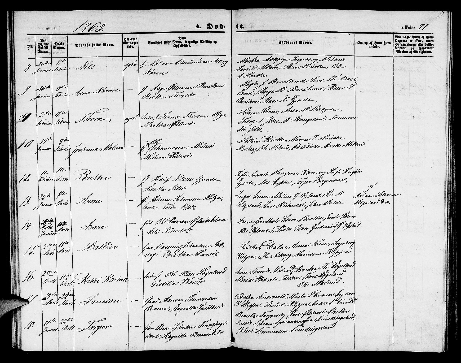 Hjelmeland sokneprestkontor, AV/SAST-A-101843/01/V/L0004: Klokkerbok nr. B 4, 1853-1883, s. 71