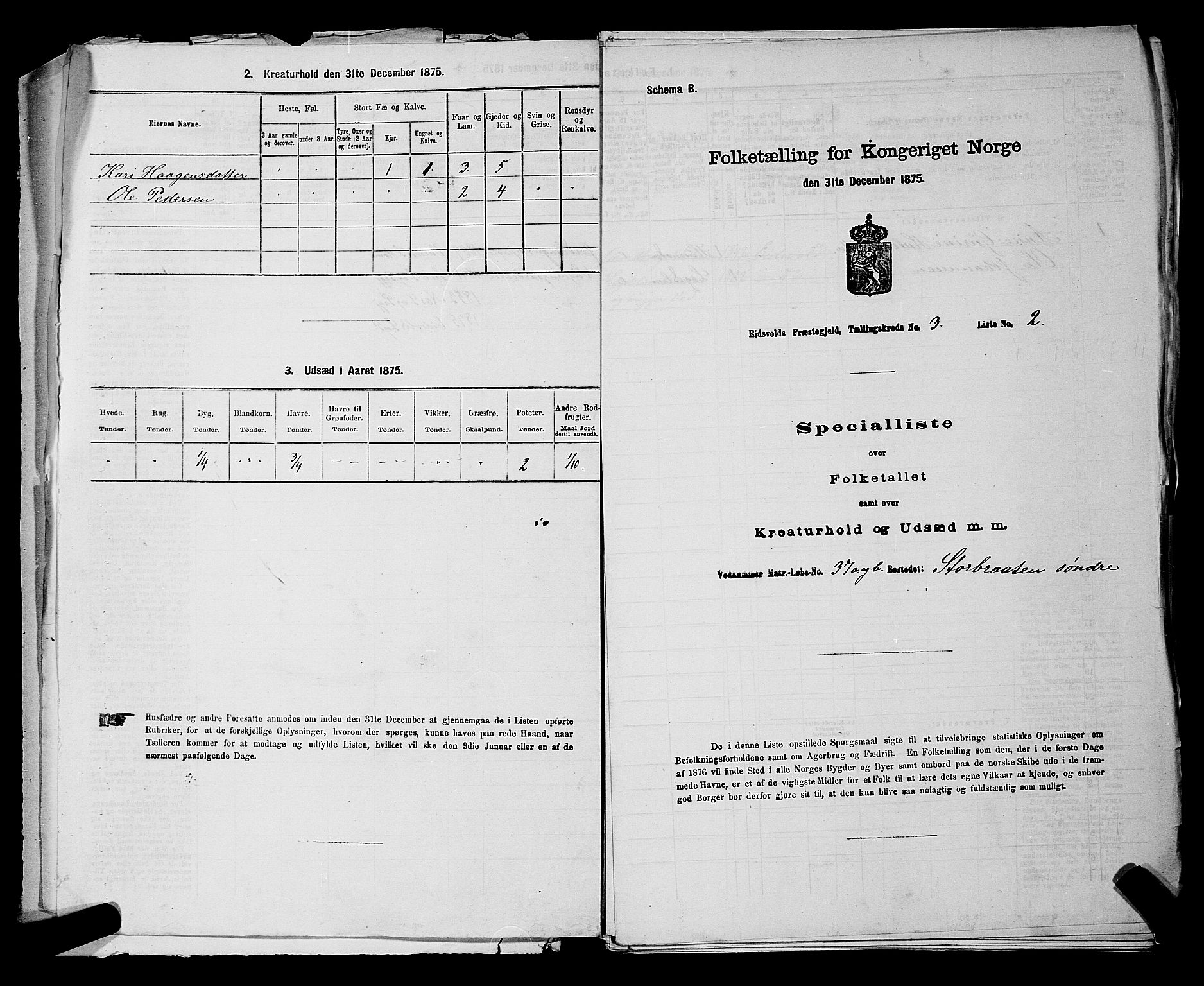 RA, Folketelling 1875 for 0237P Eidsvoll prestegjeld, 1875, s. 371