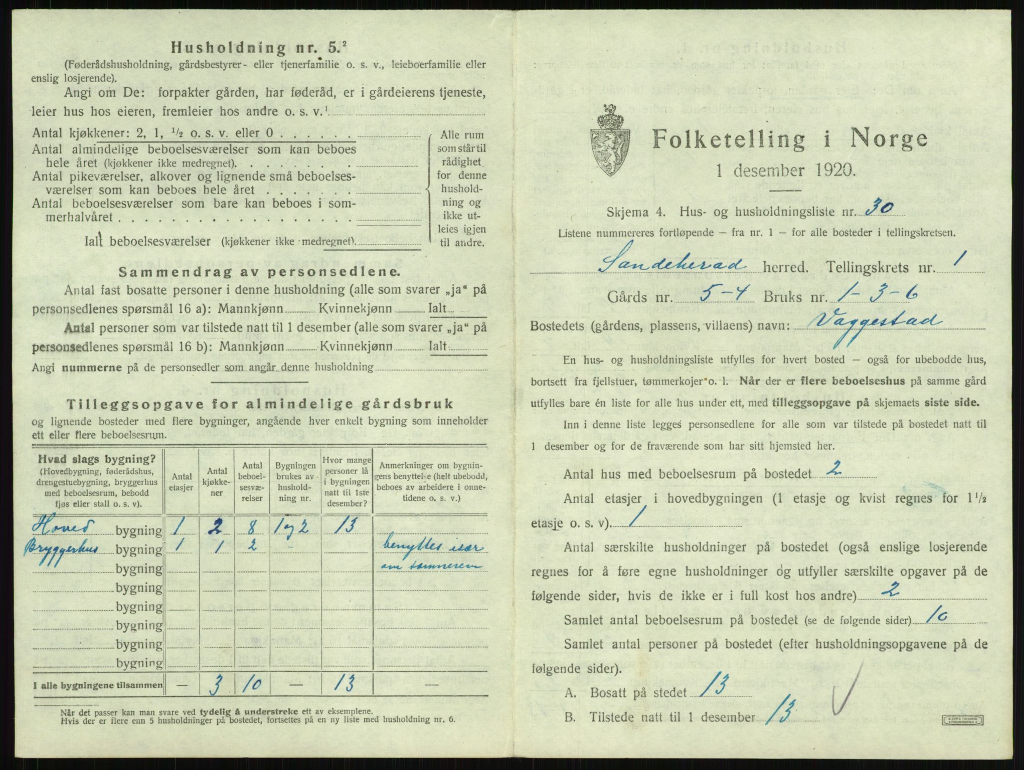 SAKO, Folketelling 1920 for 0724 Sandeherred herred, 1920, s. 137
