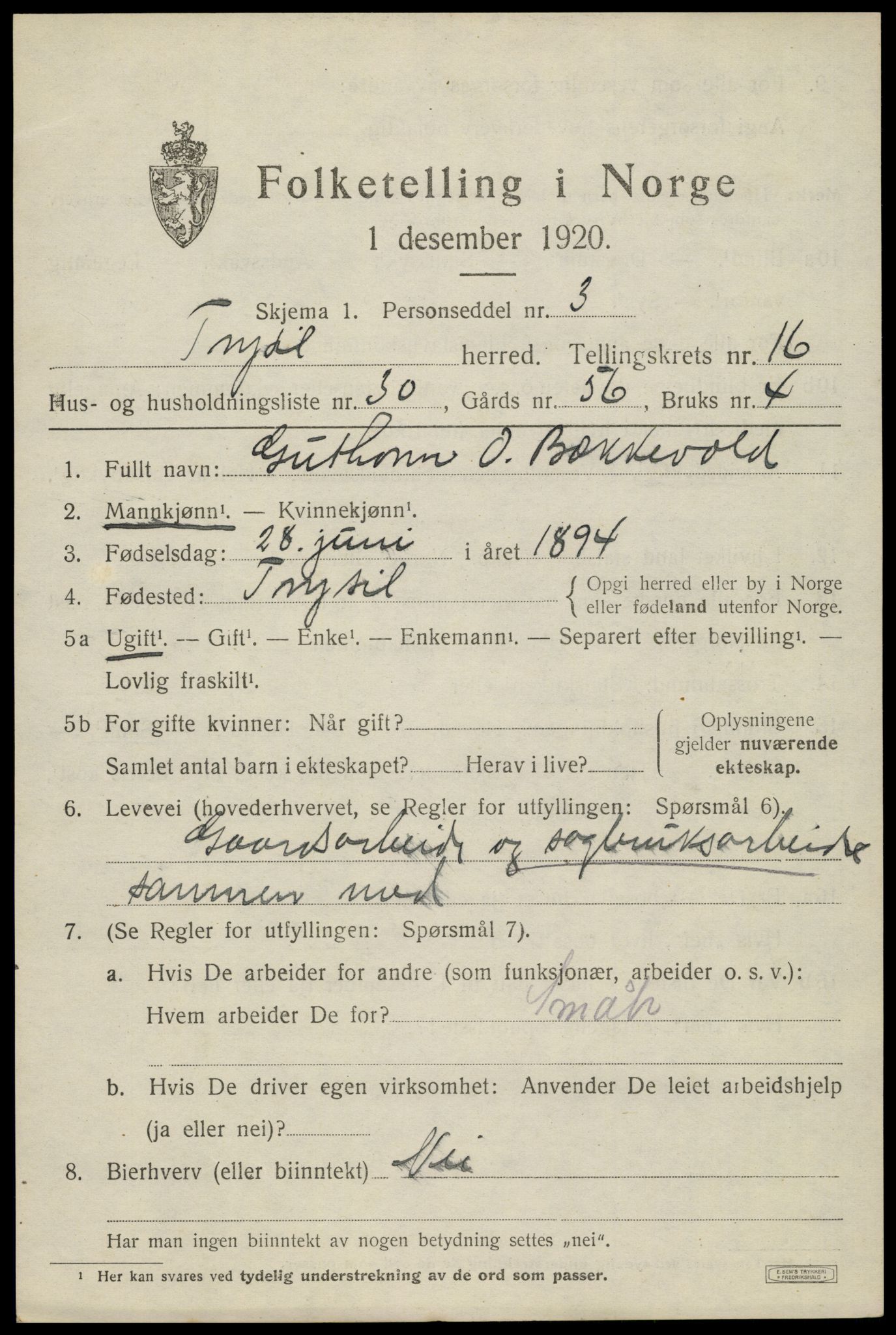 SAH, Folketelling 1920 for 0428 Trysil herred, 1920, s. 9769