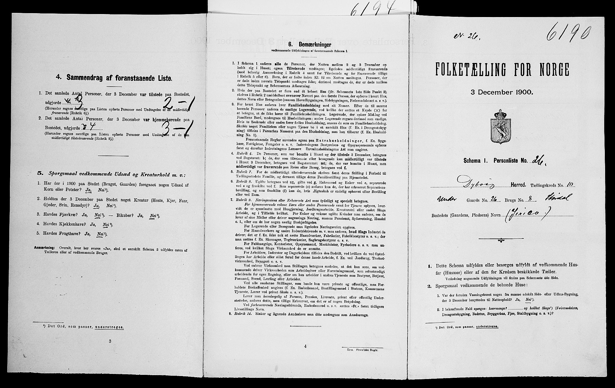 SAK, Folketelling 1900 for 0915 Dypvåg herred, 1900, s. 1110
