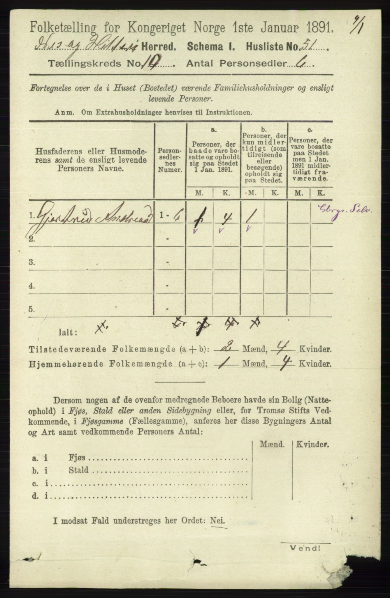 RA, Folketelling 1891 for 1043 Hidra og Nes herred, 1891, s. 4137