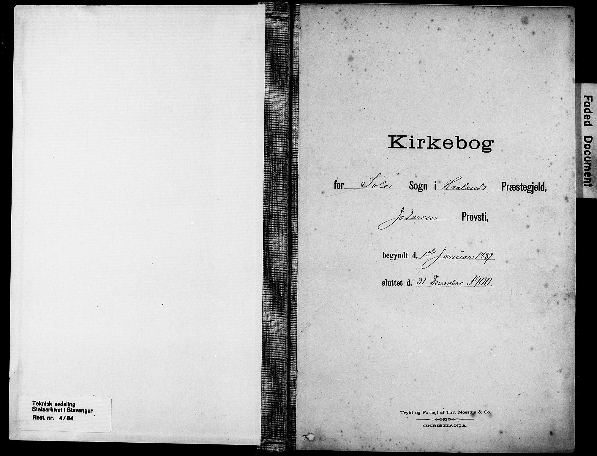 Håland sokneprestkontor, SAST/A-101802/001/30BA/L0012: Ministerialbok nr. A 11, 1889-1900