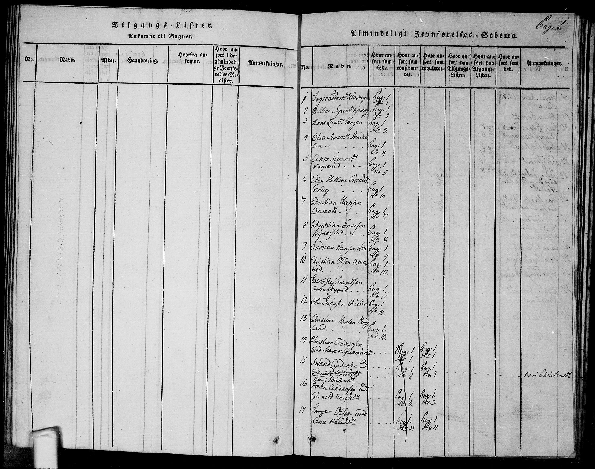 Trøgstad prestekontor Kirkebøker, AV/SAO-A-10925/G/Ga/L0001: Klokkerbok nr. I 1, 1815-1831, s. 1