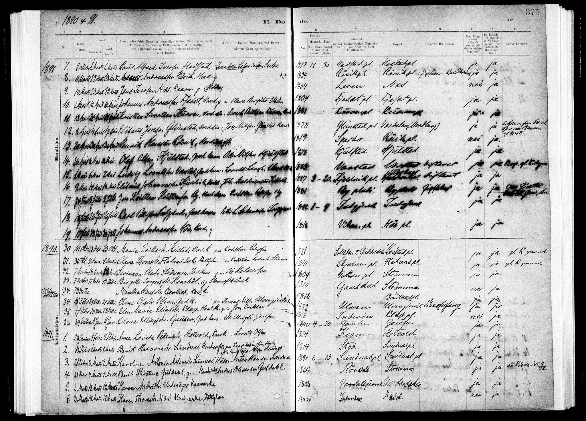 Ministerialprotokoller, klokkerbøker og fødselsregistre - Nord-Trøndelag, AV/SAT-A-1458/730/L0285: Ministerialbok nr. 730A10, 1879-1914, s. 375