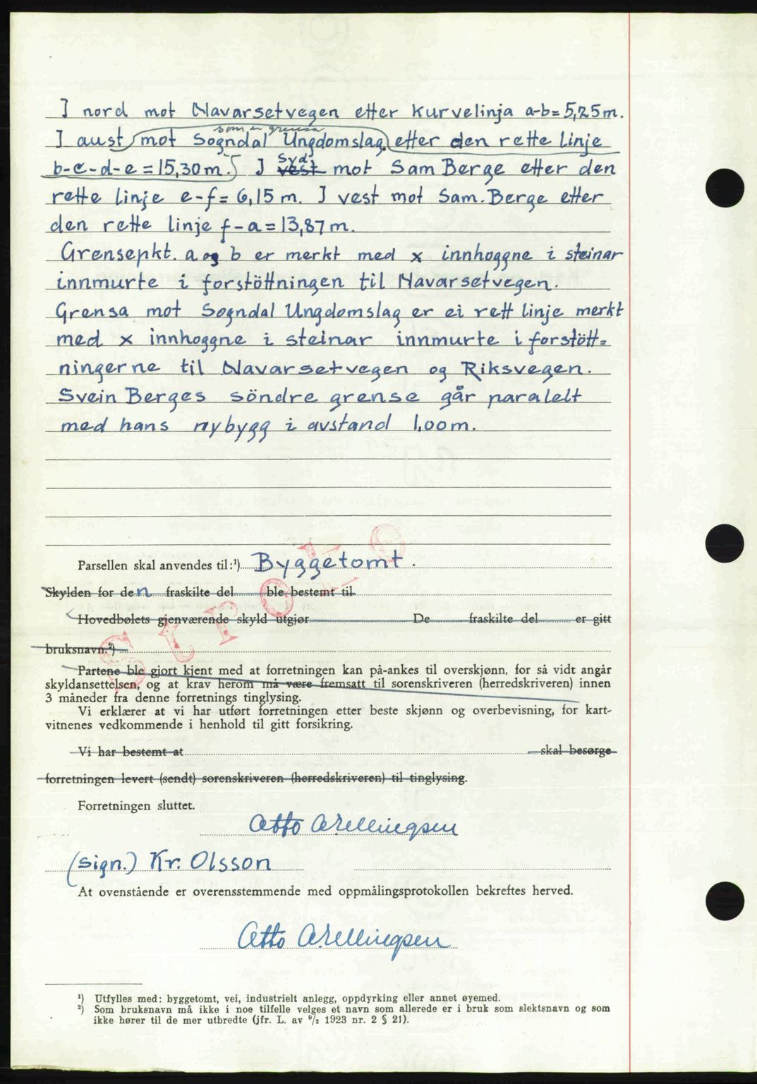 Indre Sogn tingrett, SAB/A-3301/1/G/Gb/Gbb/L0010: Pantebok nr. A10, 1949-1949, Dagboknr: 630/1949