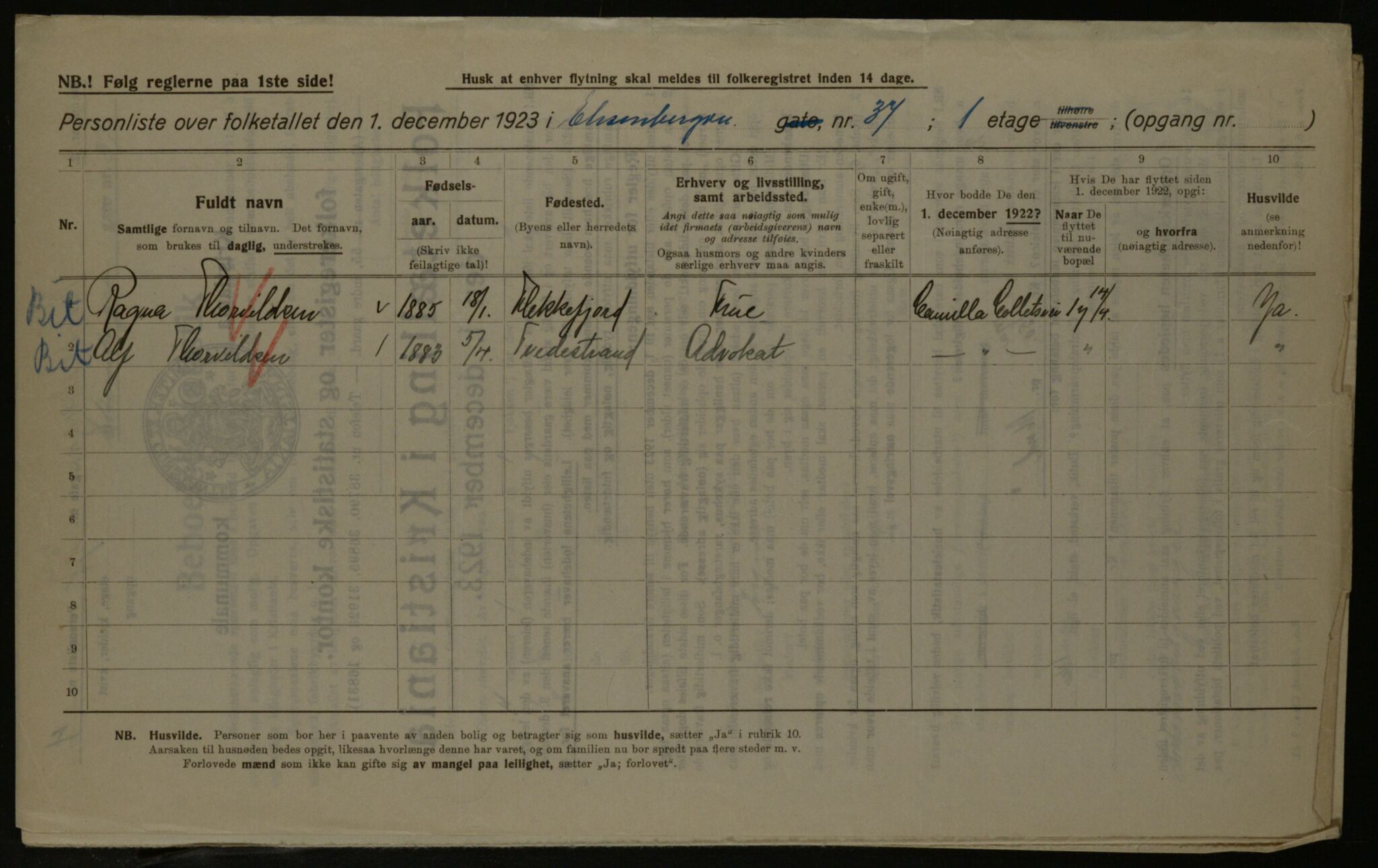 OBA, Kommunal folketelling 1.12.1923 for Kristiania, 1923, s. 23214