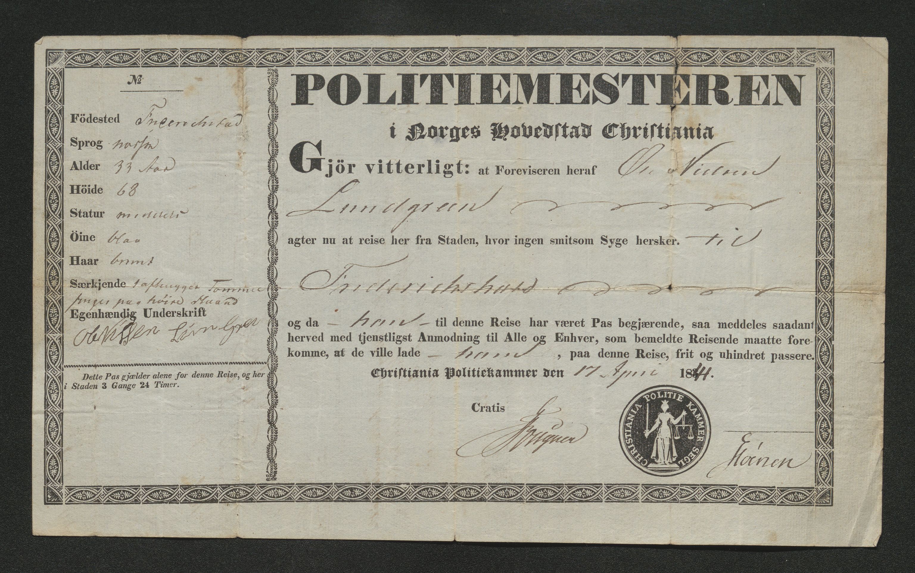 Drammen politikammer, SAKO/A-623/I/Ia/Iab/L0006: Innleverte pass, 1841-1842, s. 227