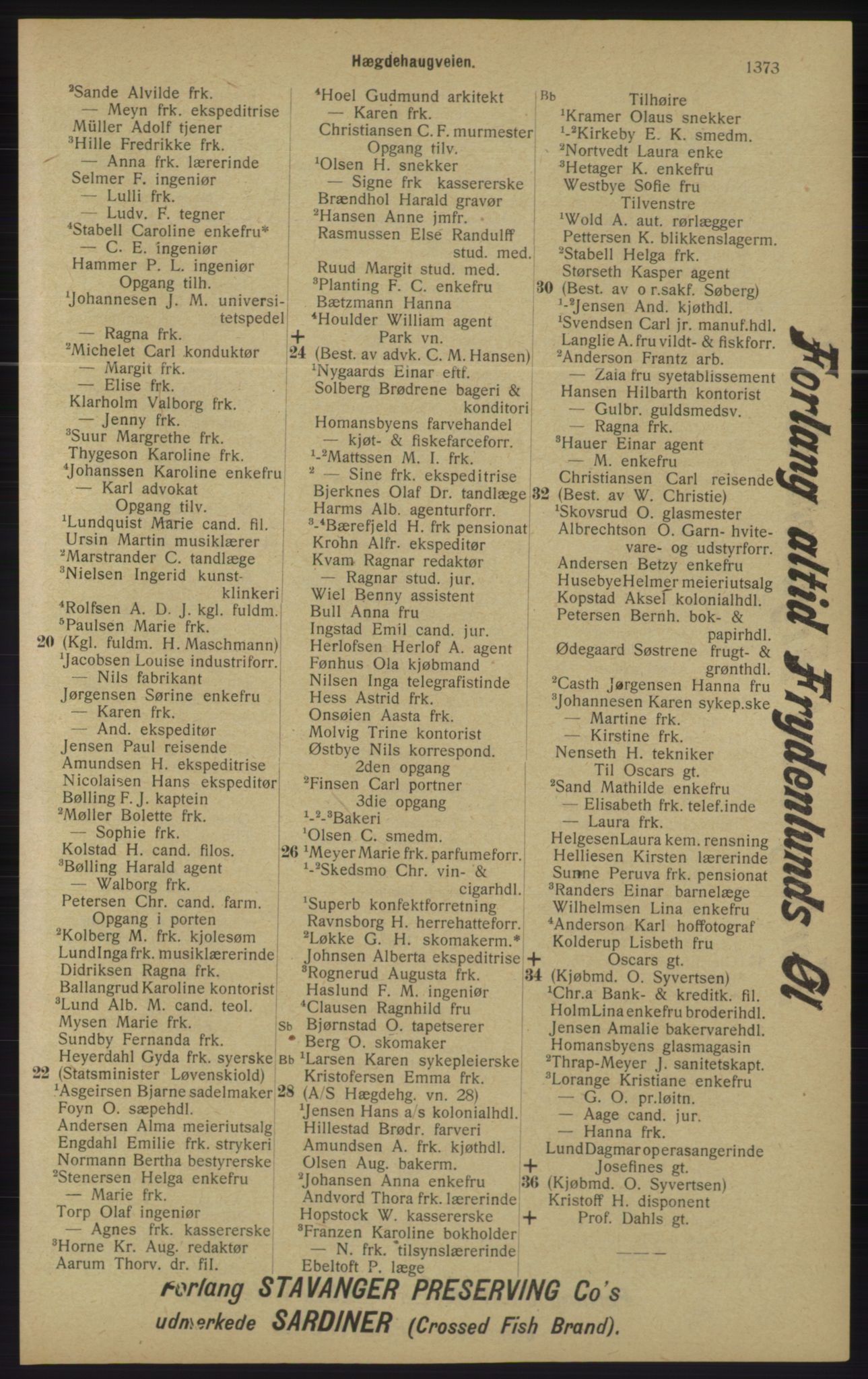 Kristiania/Oslo adressebok, PUBL/-, 1913, s. 1329