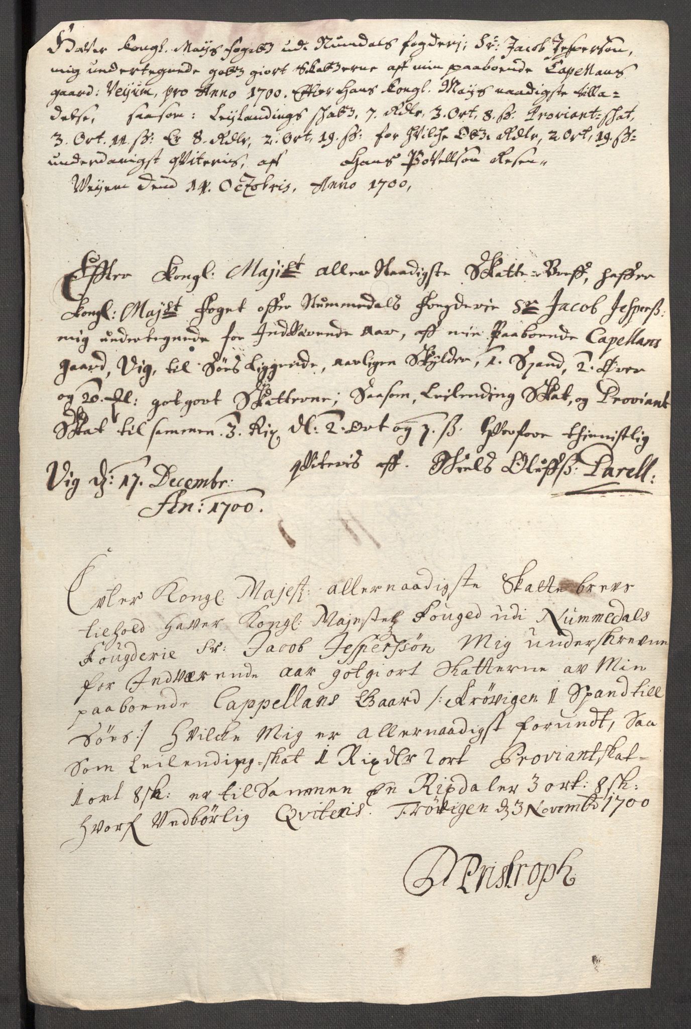 Rentekammeret inntil 1814, Reviderte regnskaper, Fogderegnskap, RA/EA-4092/R64/L4426: Fogderegnskap Namdal, 1699-1700, s. 294