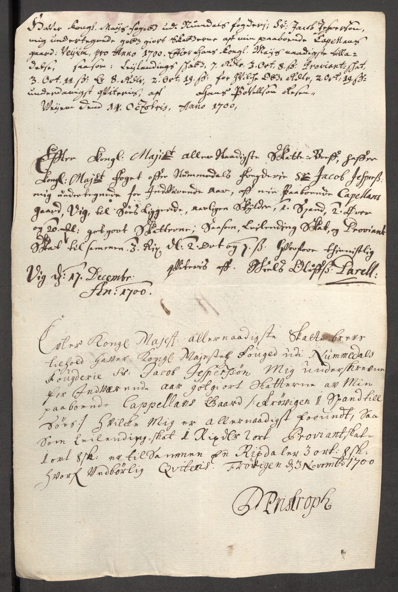 Rentekammeret inntil 1814, Reviderte regnskaper, Fogderegnskap, AV/RA-EA-4092/R64/L4426: Fogderegnskap Namdal, 1699-1700, s. 294