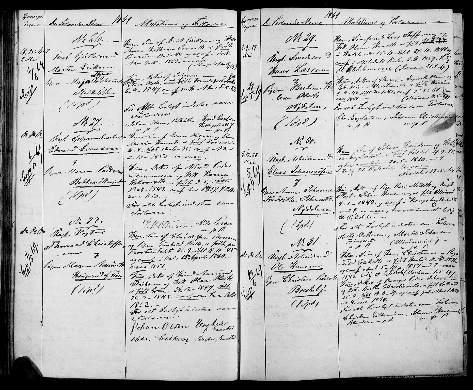 Vestre Aker prestekontor Kirkebøker, AV/SAO-A-10025/H/Ha/L0001: Lysningsprotokoll nr. 1, 1865-1878