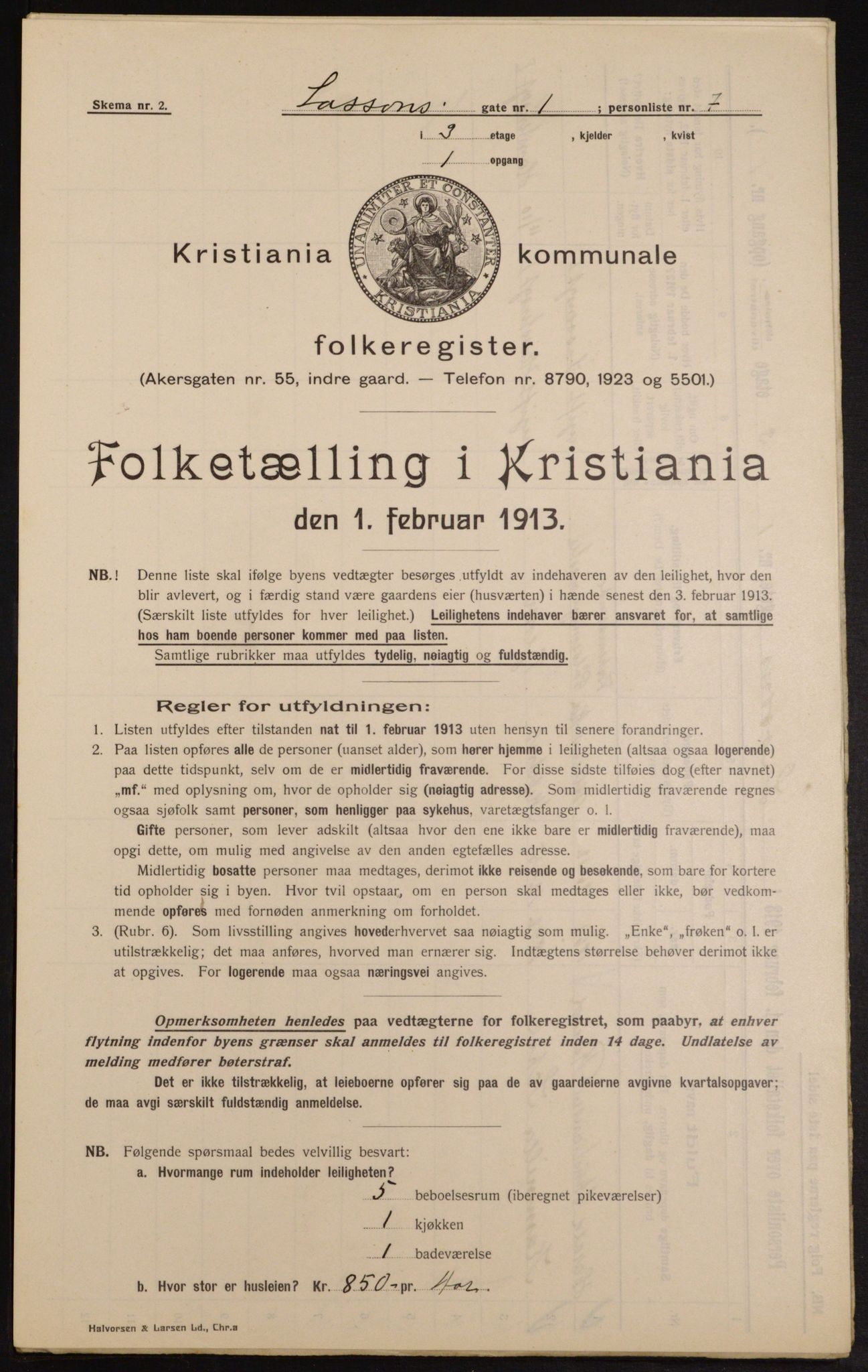 OBA, Kommunal folketelling 1.2.1913 for Kristiania, 1913, s. 56978