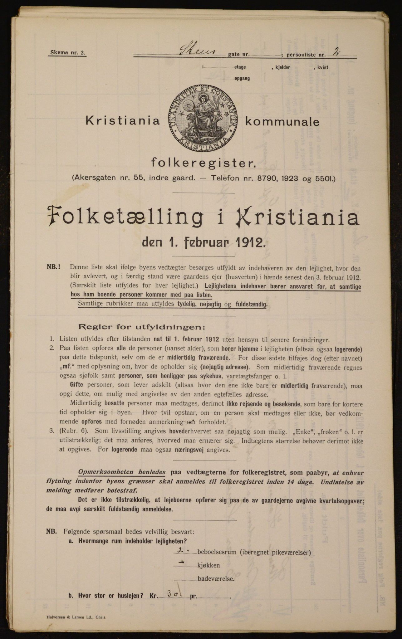 OBA, Kommunal folketelling 1.2.1912 for Kristiania, 1912, s. 101958