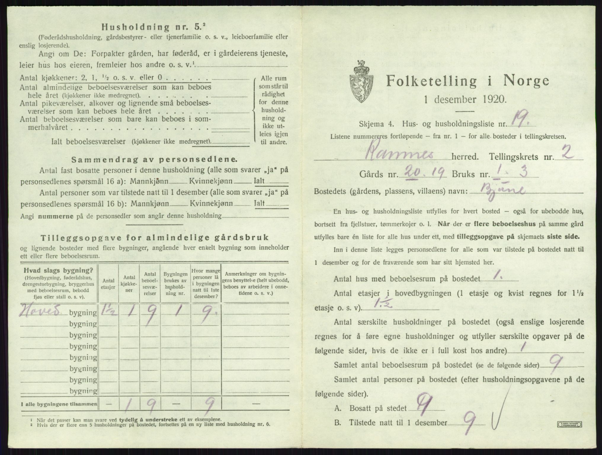 SAKO, Folketelling 1920 for 0718 Ramnes herred, 1920, s. 208