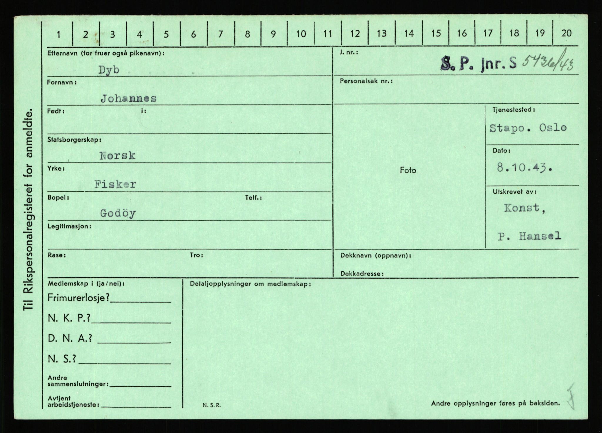 Statspolitiet - Hovedkontoret / Osloavdelingen, AV/RA-S-1329/C/Ca/L0003: Brechan - Eichinger	, 1943-1945, s. 4350