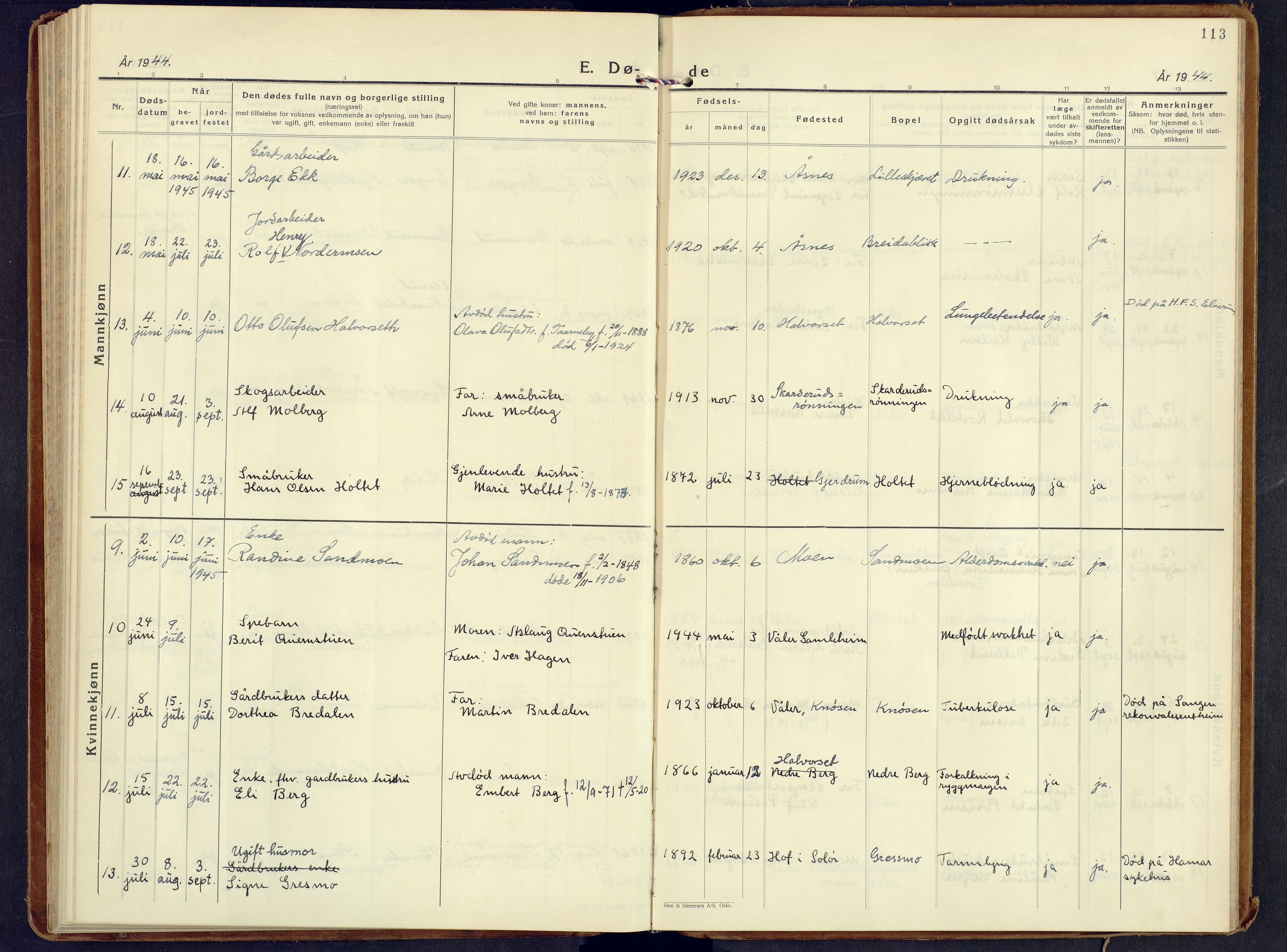 Våler prestekontor, Hedmark, AV/SAH-PREST-040/H/Ha/Haa/L0012: Ministerialbok nr. 12, 1933-1952, s. 113