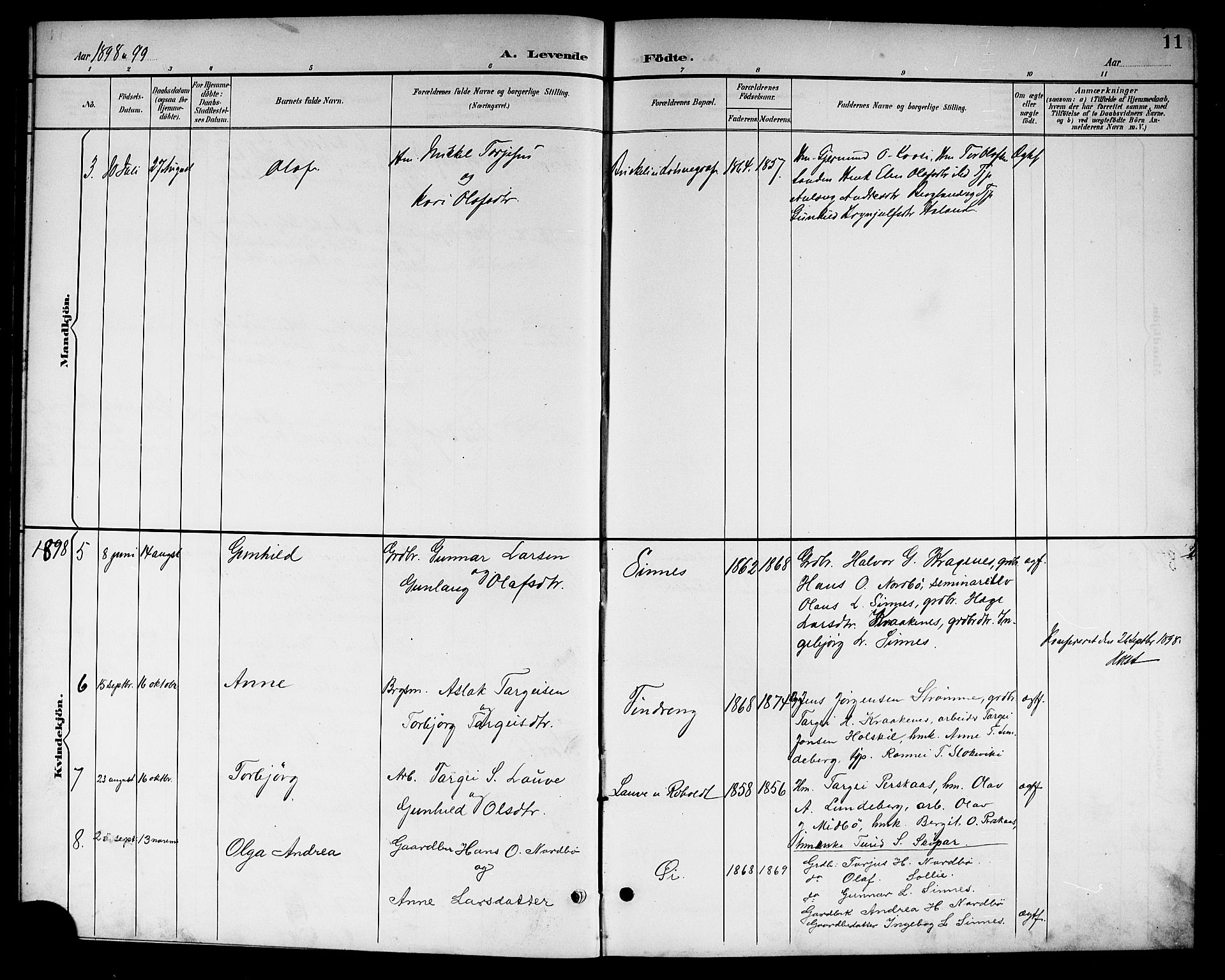 Kviteseid kirkebøker, AV/SAKO-A-276/G/Gc/L0001: Klokkerbok nr. III 1, 1893-1916, s. 11