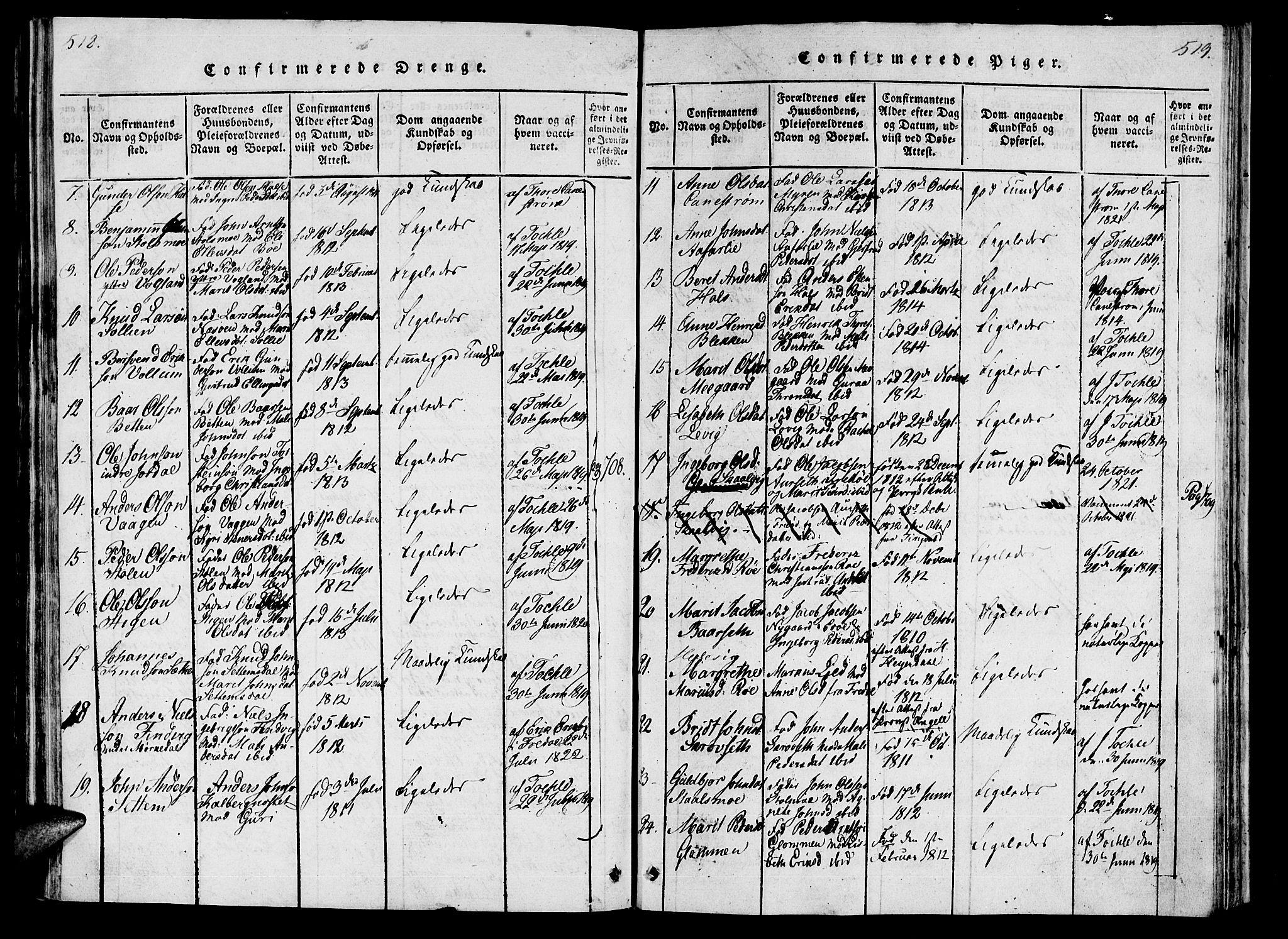 Ministerialprotokoller, klokkerbøker og fødselsregistre - Møre og Romsdal, AV/SAT-A-1454/592/L1023: Ministerialbok nr. 592A02, 1820-1830, s. 518-519