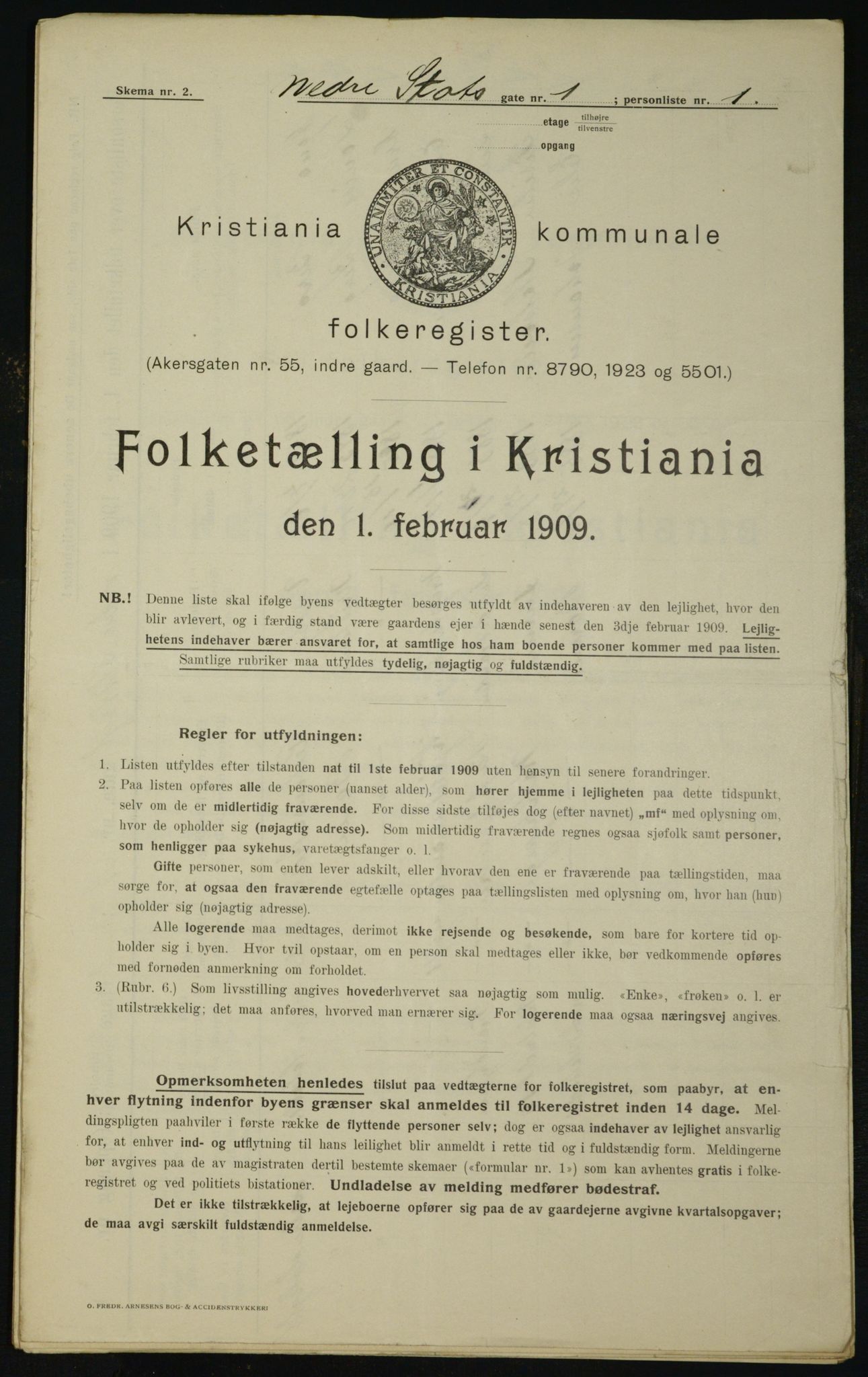 OBA, Kommunal folketelling 1.2.1909 for Kristiania kjøpstad, 1909, s. 62940