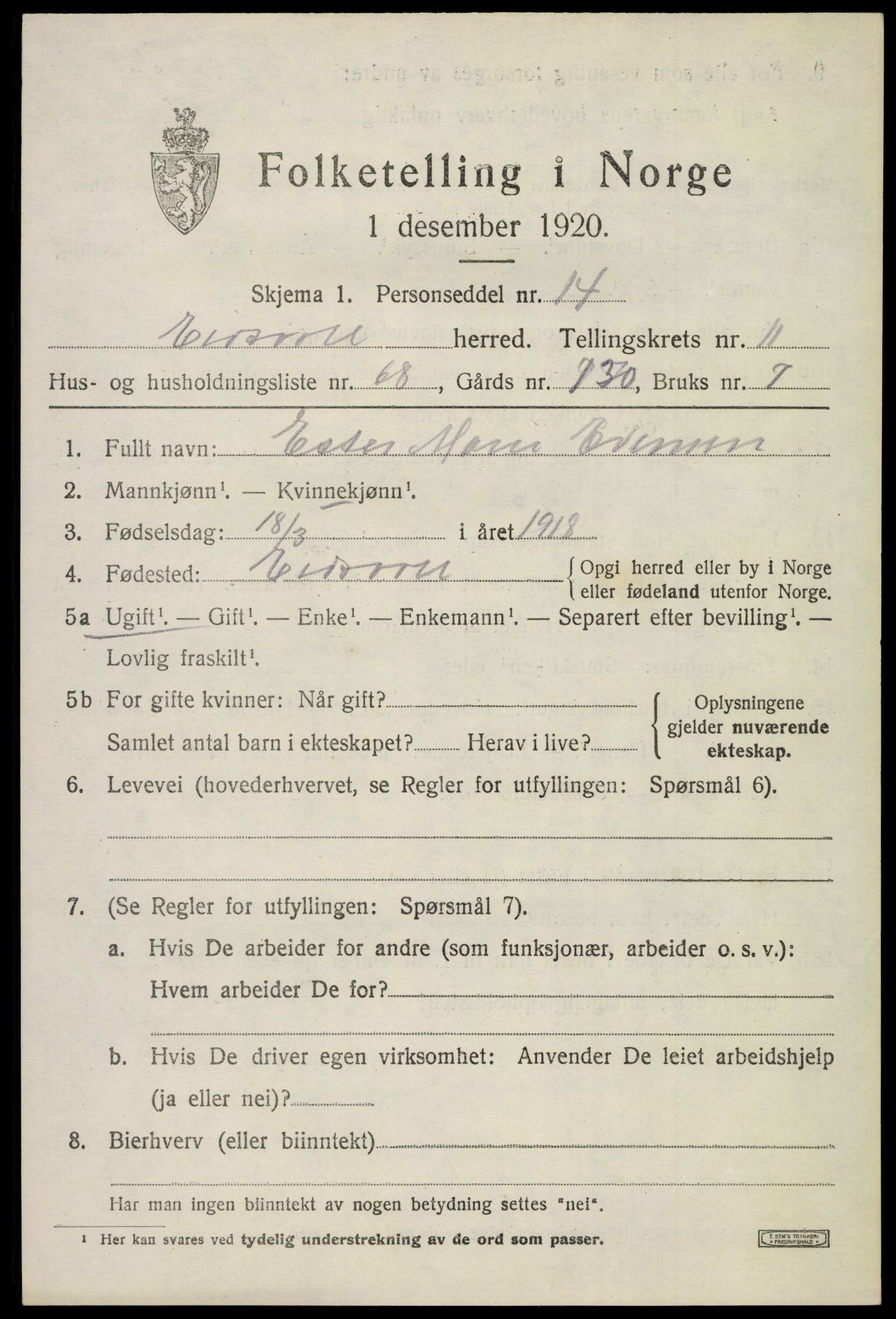 SAO, Folketelling 1920 for 0237 Eidsvoll herred, 1920, s. 17973