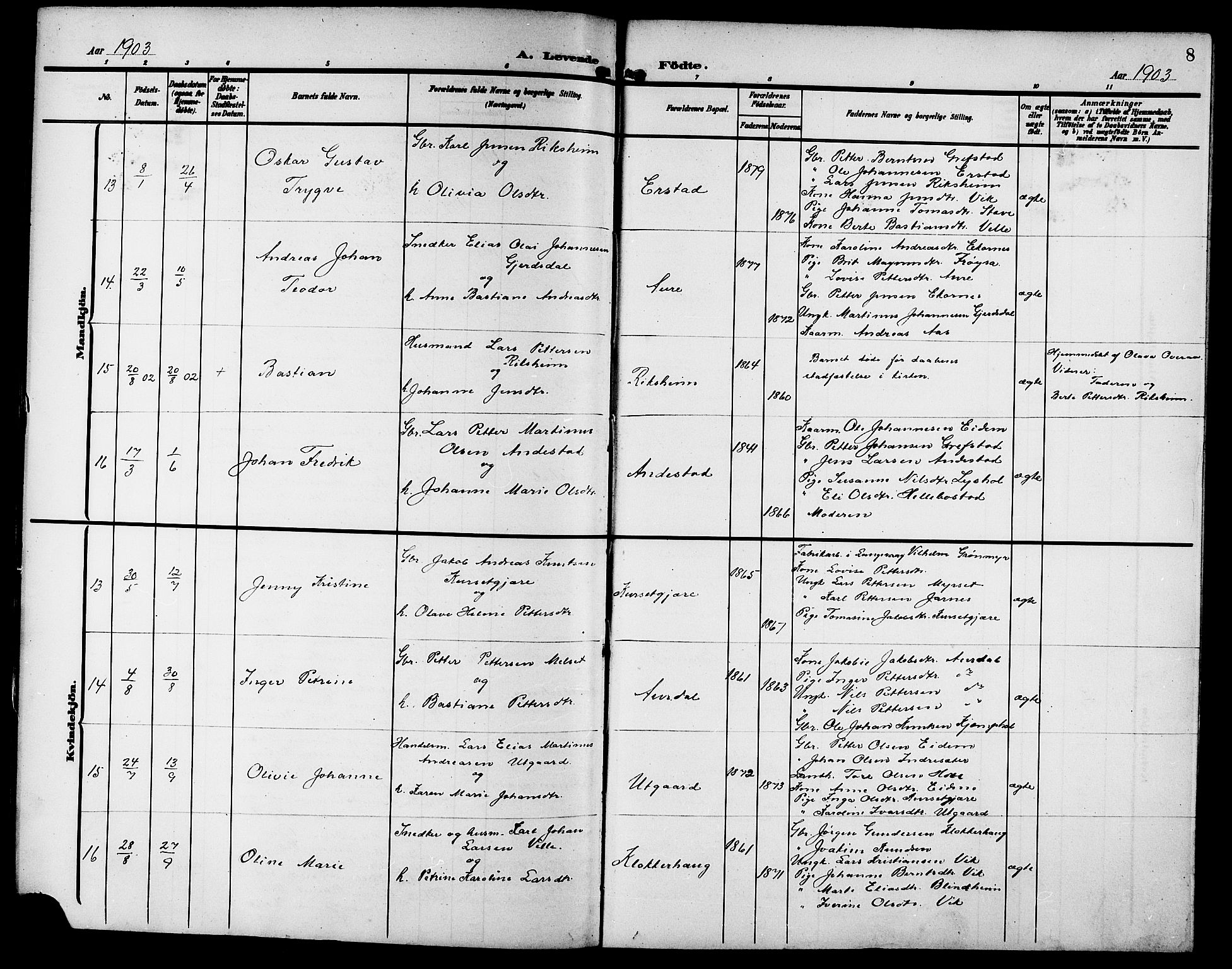 Ministerialprotokoller, klokkerbøker og fødselsregistre - Møre og Romsdal, SAT/A-1454/523/L0341: Klokkerbok nr. 523C04, 1903-1916, s. 8