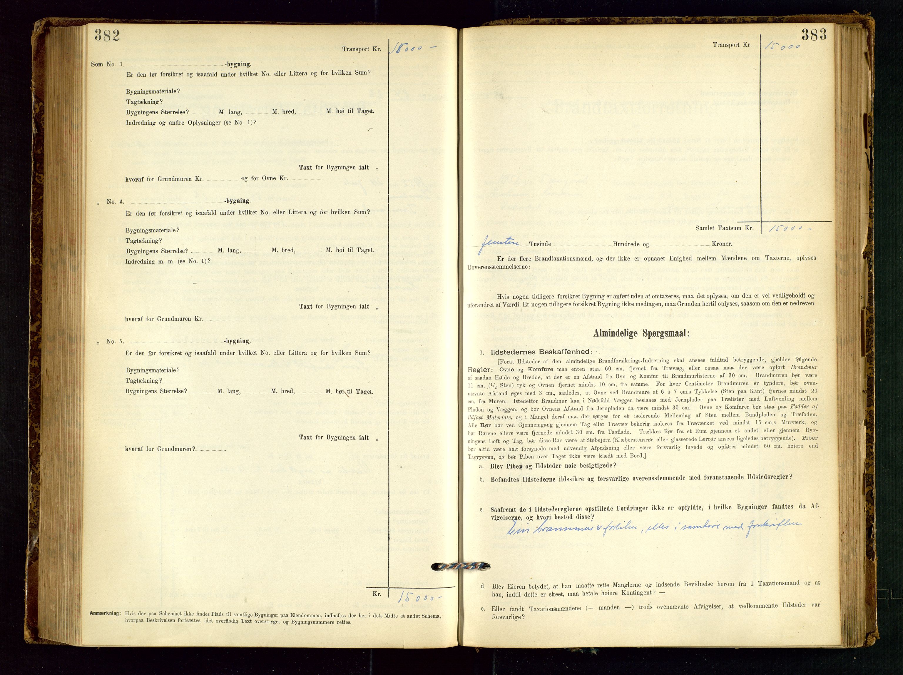 Vikedal lensmannskontor, AV/SAST-A-100179/Gob/L0004: Branntakstprotokoll, 1894-1952, s. 382-383