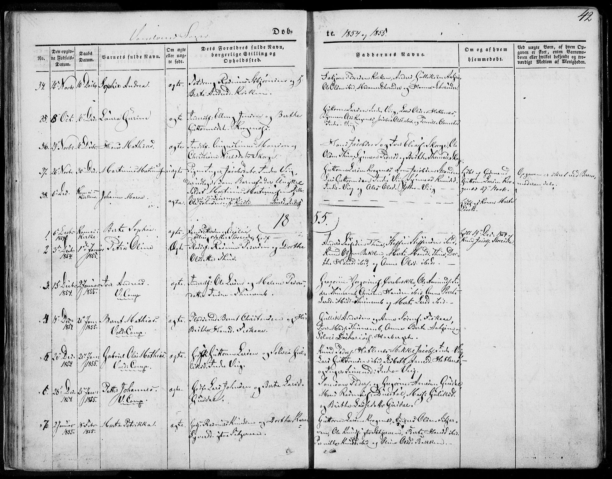 Ministerialprotokoller, klokkerbøker og fødselsregistre - Møre og Romsdal, AV/SAT-A-1454/501/L0006: Ministerialbok nr. 501A06, 1844-1868, s. 42