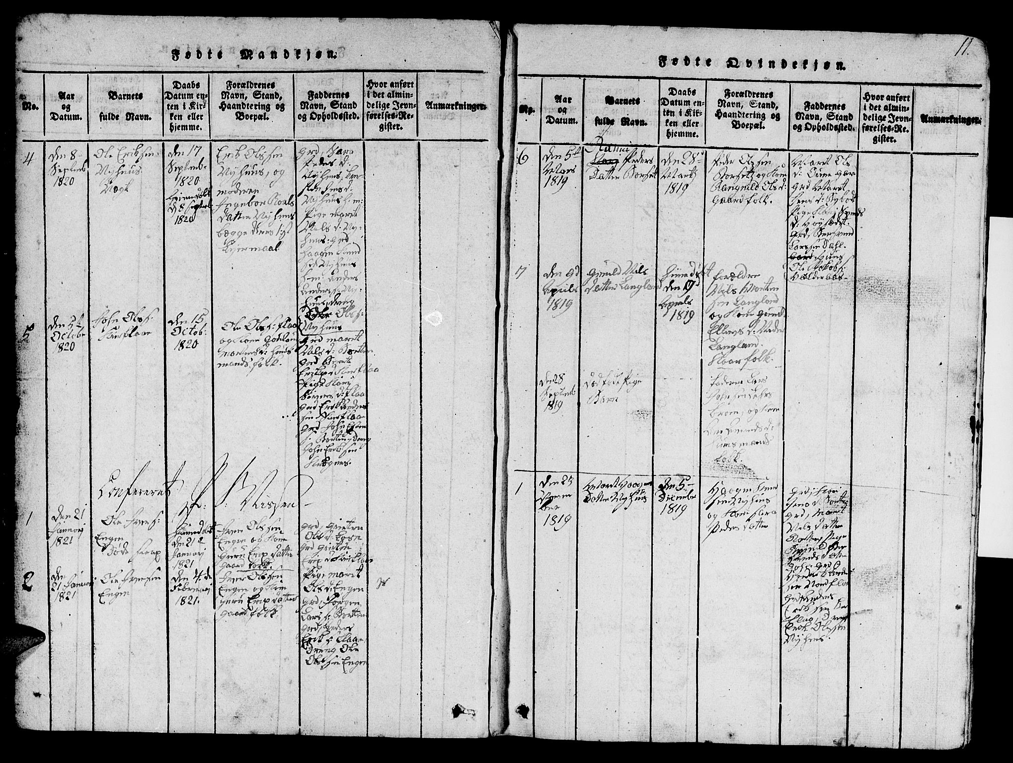 Ministerialprotokoller, klokkerbøker og fødselsregistre - Sør-Trøndelag, AV/SAT-A-1456/693/L1121: Klokkerbok nr. 693C02, 1816-1869, s. 11