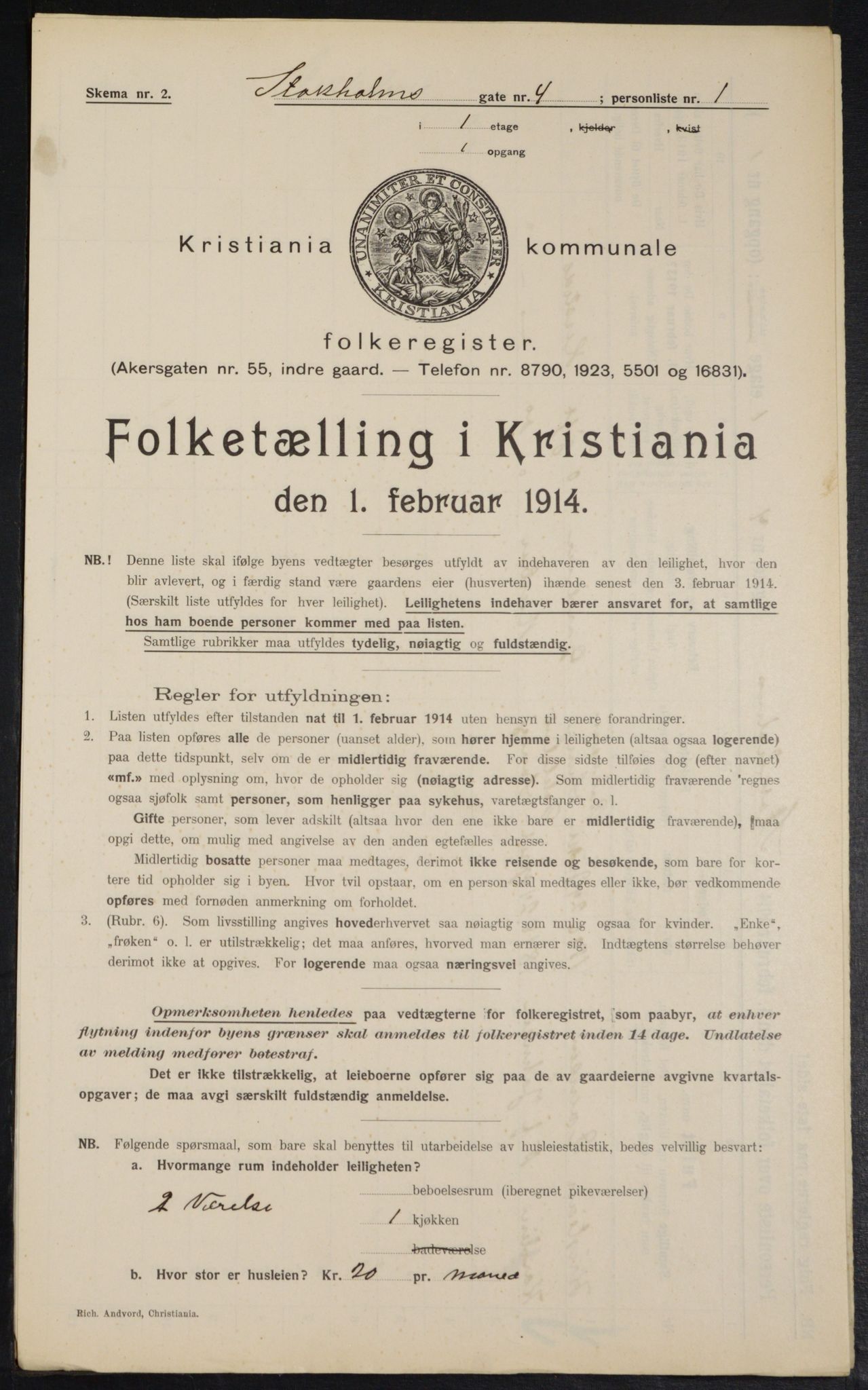 OBA, Kommunal folketelling 1.2.1914 for Kristiania, 1914, s. 103043