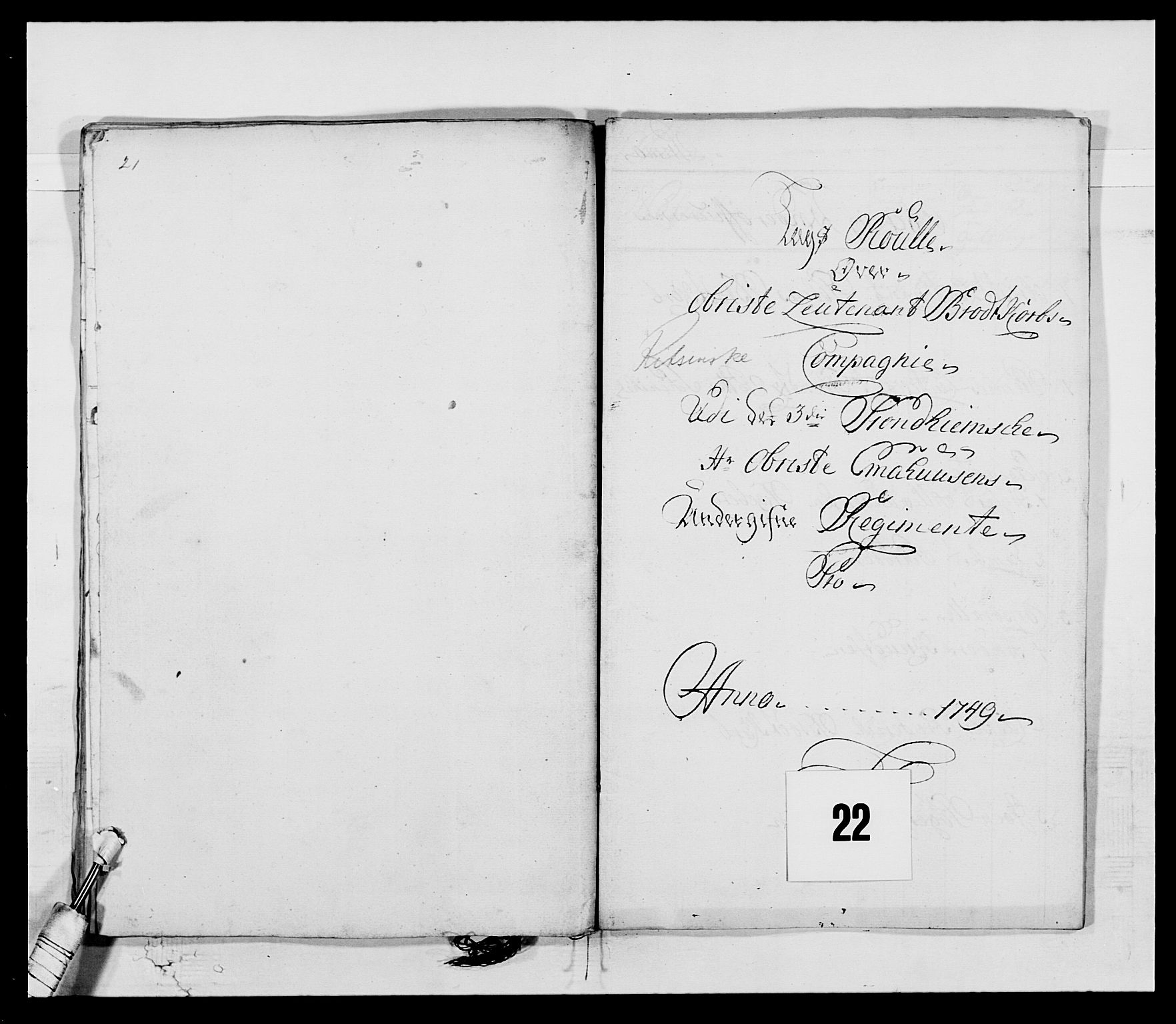 Kommanderende general (KG I) med Det norske krigsdirektorium, AV/RA-EA-5419/E/Ea/L0514: 3. Trondheimske regiment, 1737-1749, s. 384