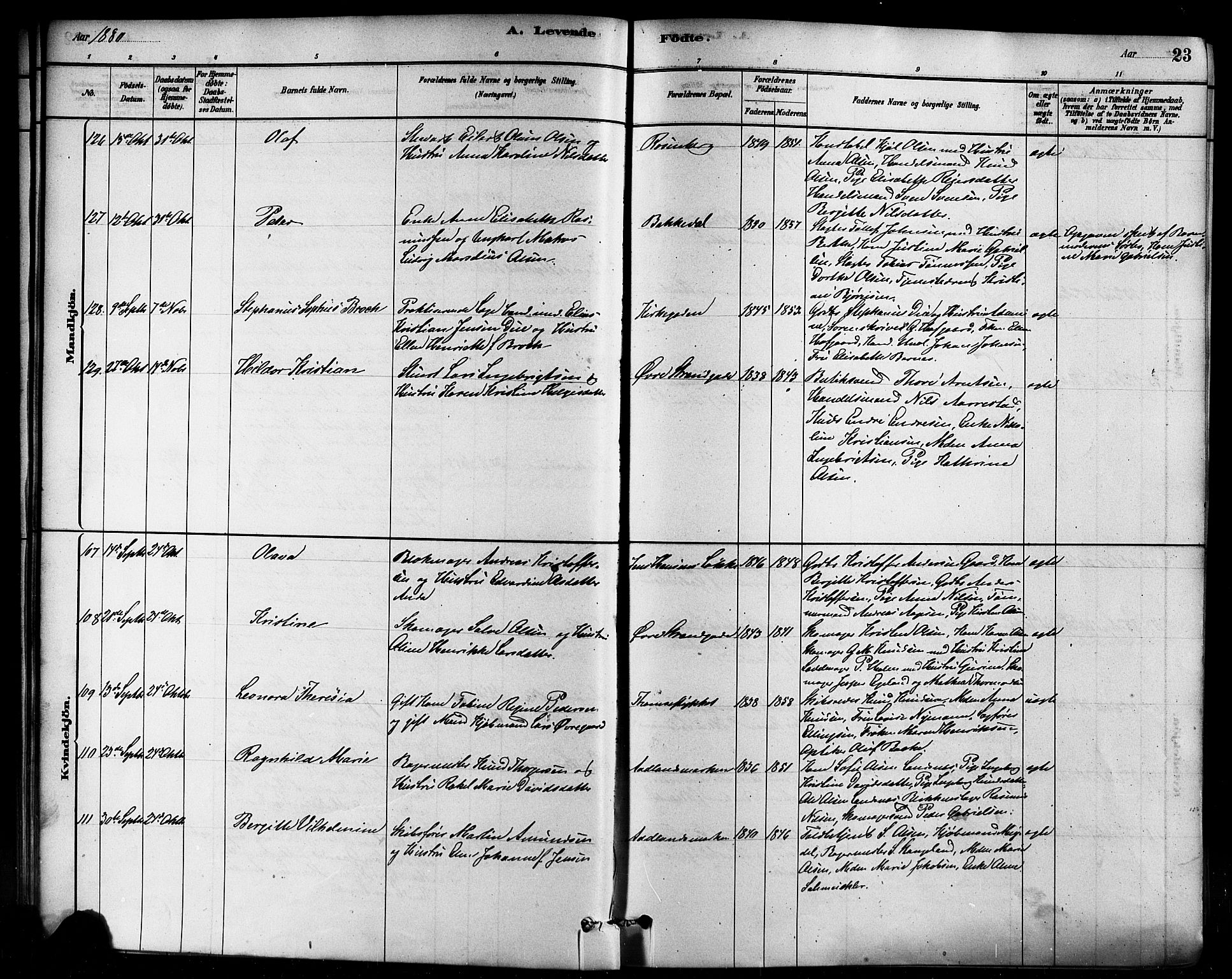 Domkirken sokneprestkontor, AV/SAST-A-101812/001/30/30BB/L0015: Klokkerbok nr. B 15, 1880-1891, s. 23