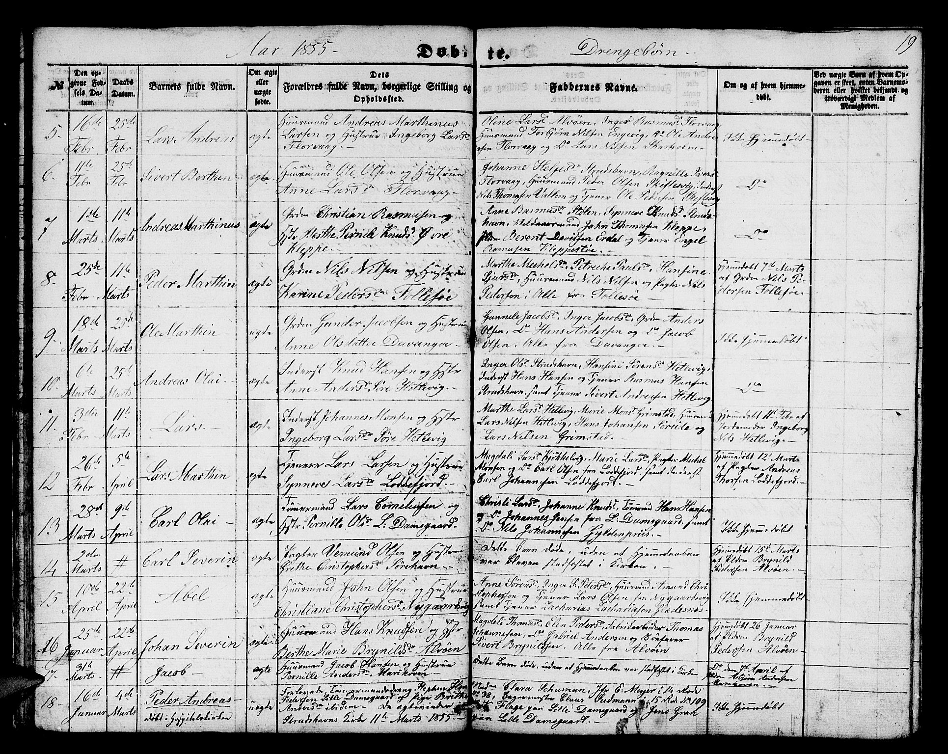 Askøy Sokneprestembete, AV/SAB-A-74101/H/Ha/Hab/Haba/L0004: Klokkerbok nr. A 4, 1852-1864, s. 19