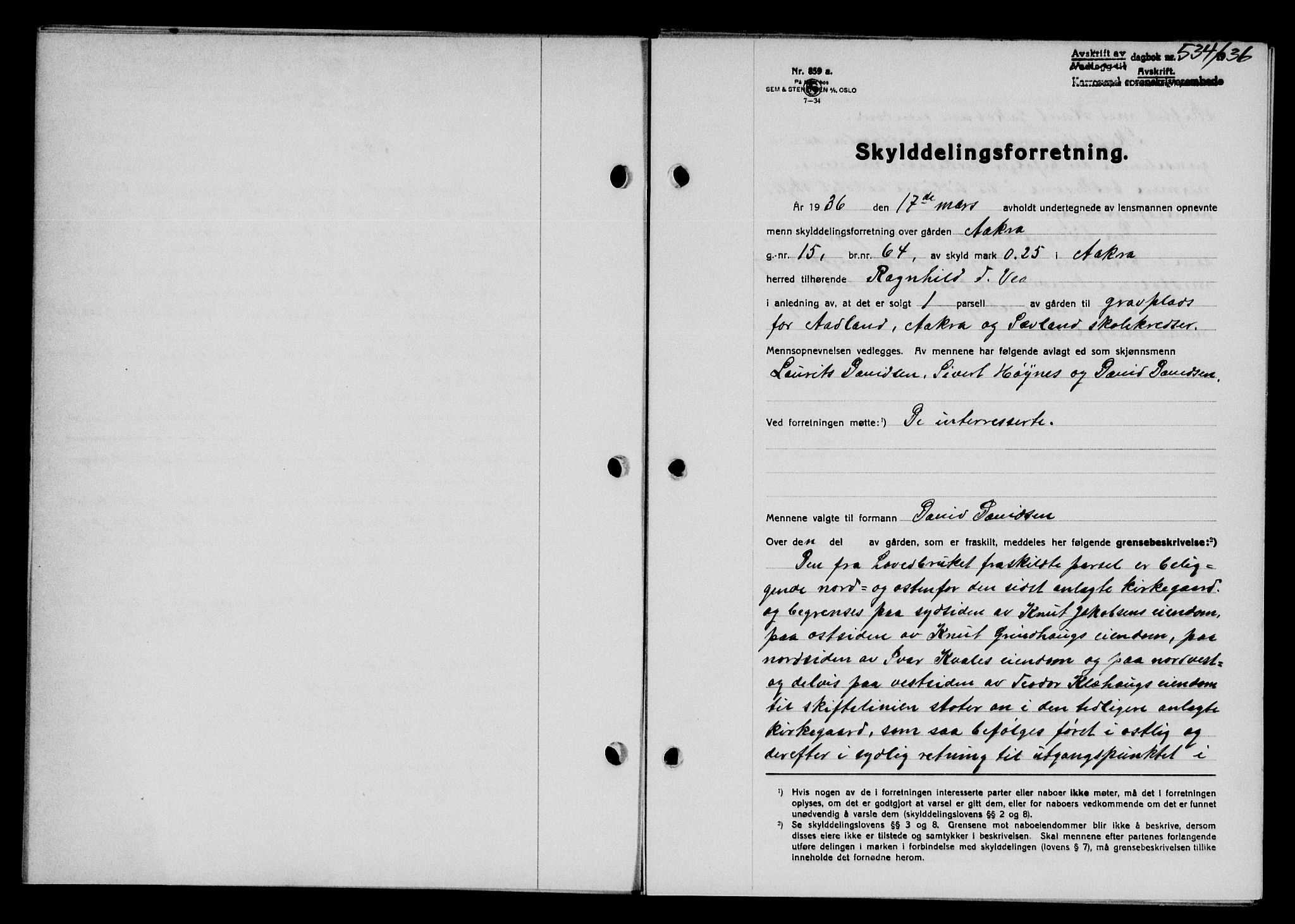 Karmsund sorenskriveri, SAST/A-100311/01/II/IIB/L0066: Pantebok nr. 47A, 1936-1936, Dagboknr: 534/1936