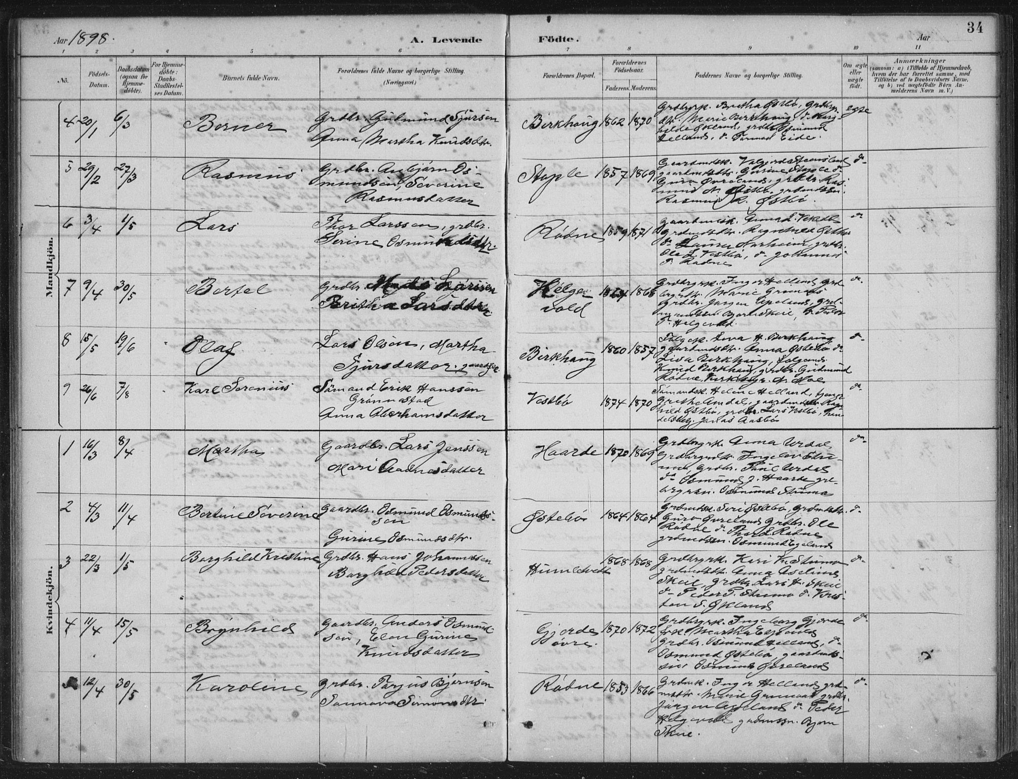 Vikedal sokneprestkontor, AV/SAST-A-101840/01/IV: Ministerialbok nr. A 11, 1884-1933, s. 34
