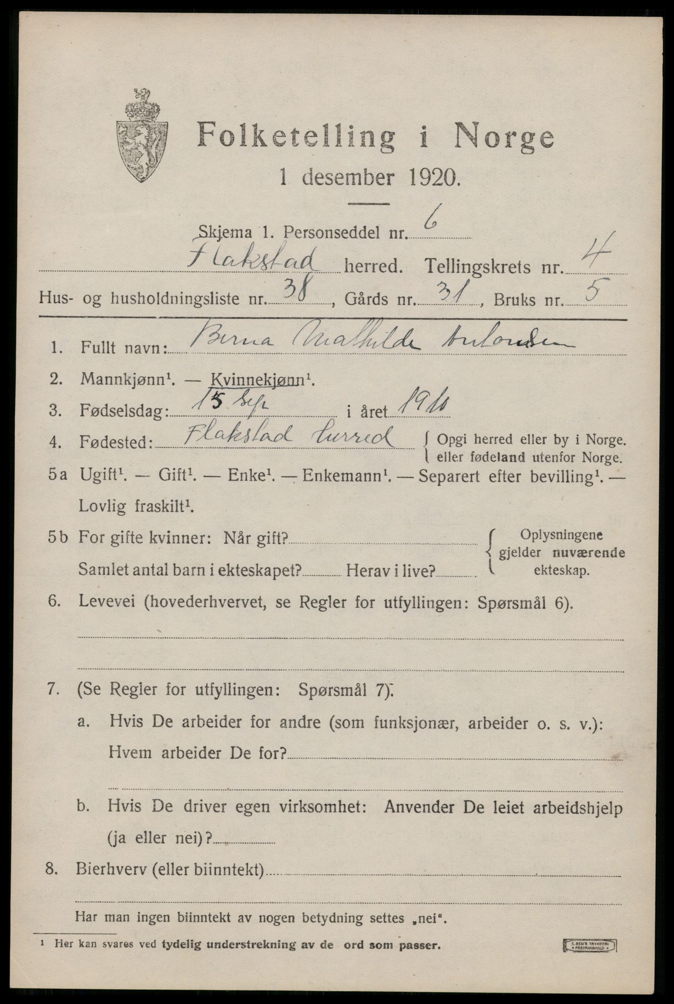 SAT, Folketelling 1920 for 1859 Flakstad herred, 1920, s. 3329