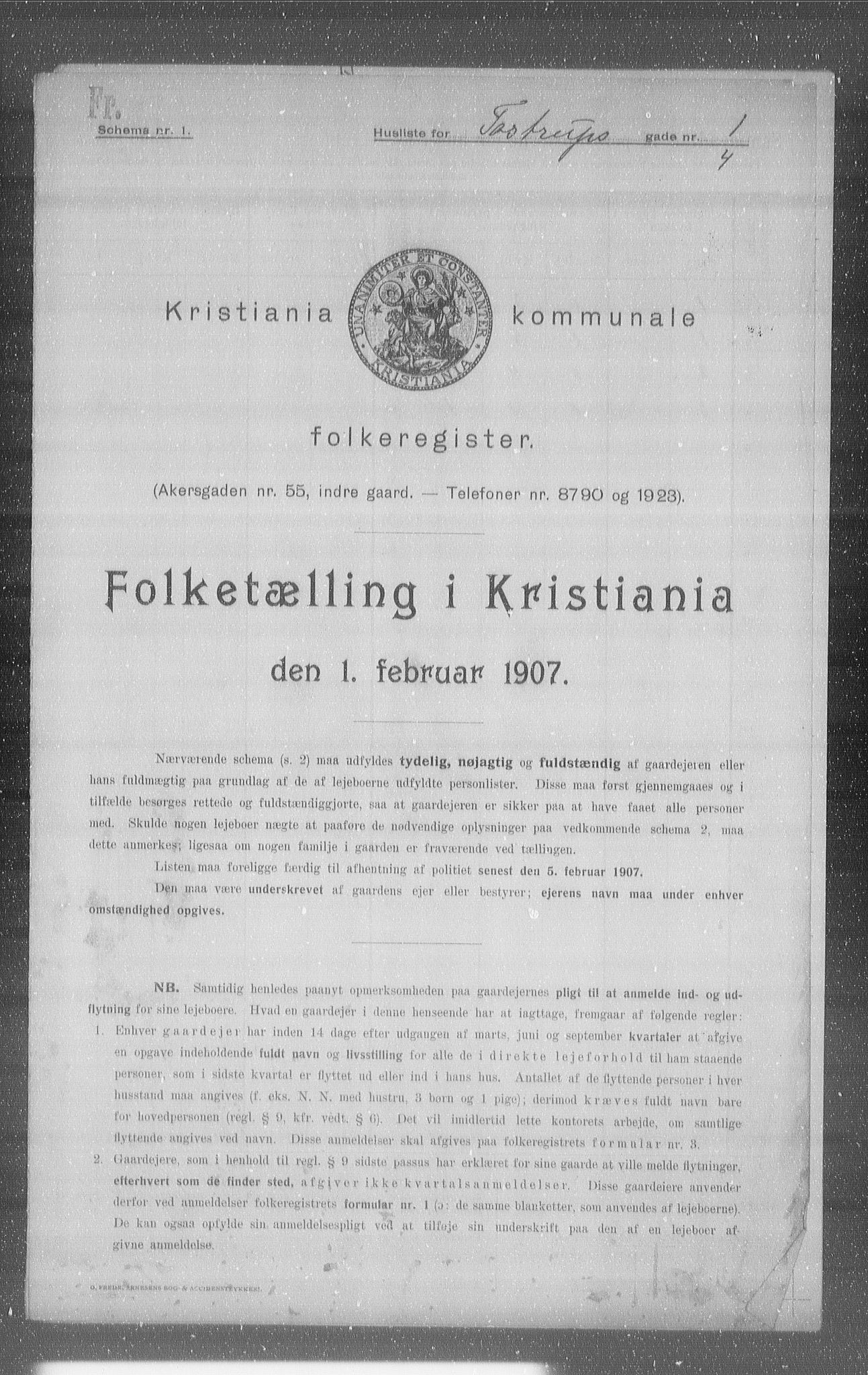 OBA, Kommunal folketelling 1.2.1907 for Kristiania kjøpstad, 1907, s. 58590