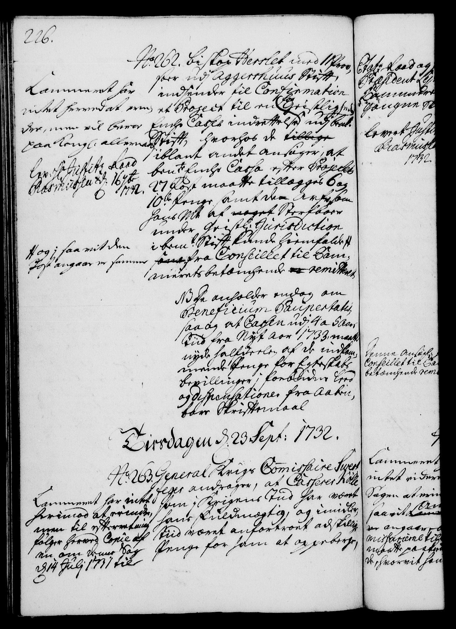 Rentekammeret, Kammerkanselliet, AV/RA-EA-3111/G/Gh/Gha/L0014: Norsk ekstraktmemorialprotokoll. Merket RK 53.59, 1731-1732, s. 226
