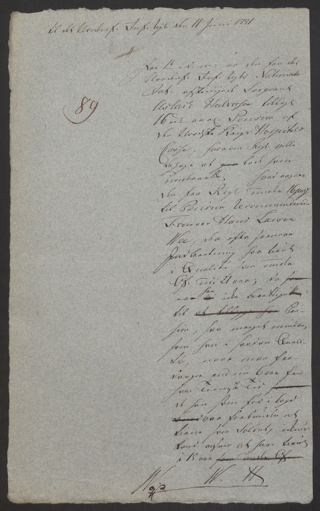 Forsvaret, Den norske kvesthuskasse/krigshospitalkasse, AV/RA-RAFA-1887/F/Fa/L0008: Konsepter, 1790-1793, s. 520