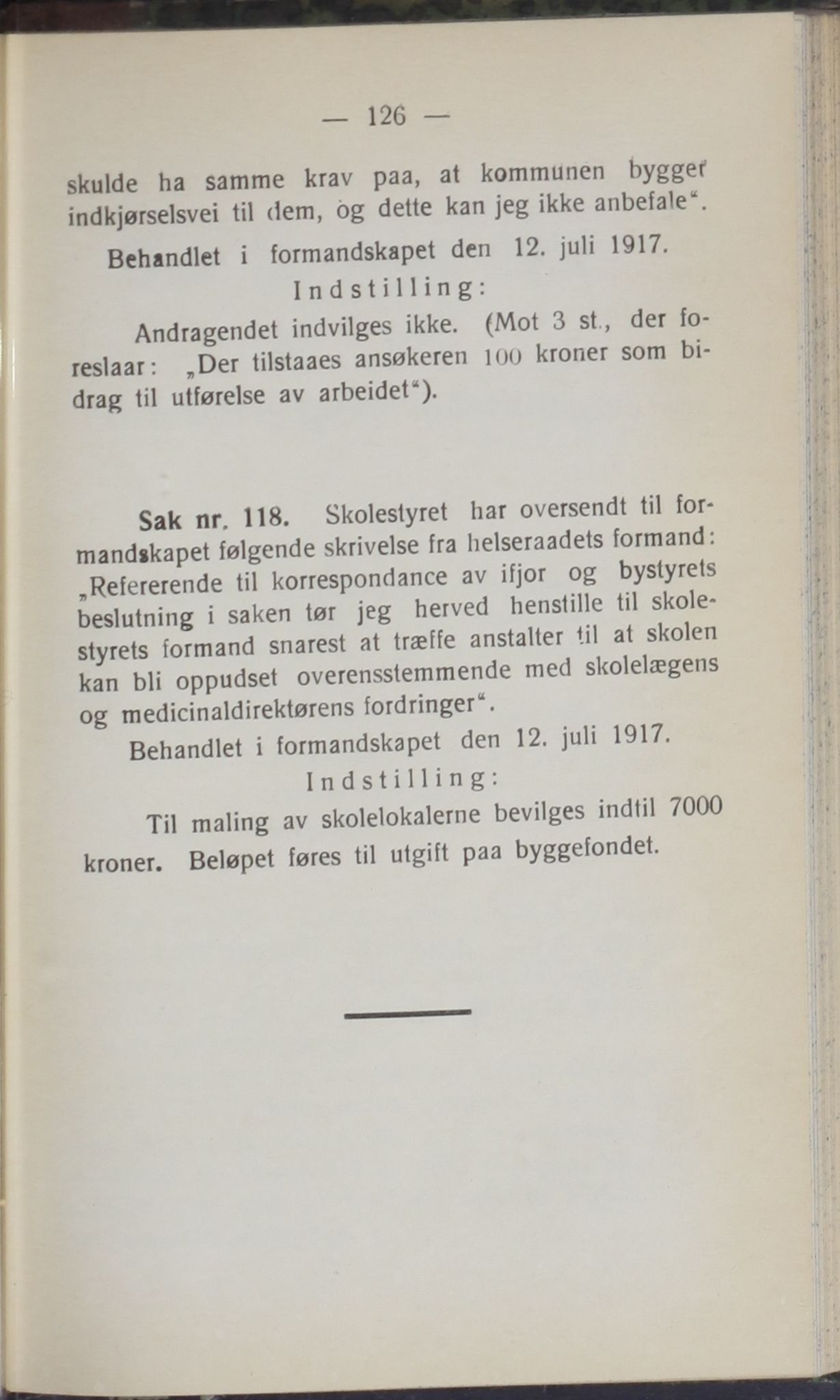 Narvik kommune. Formannskap , AIN/K-18050.150/A/Ab/L0007: Møtebok, 1917