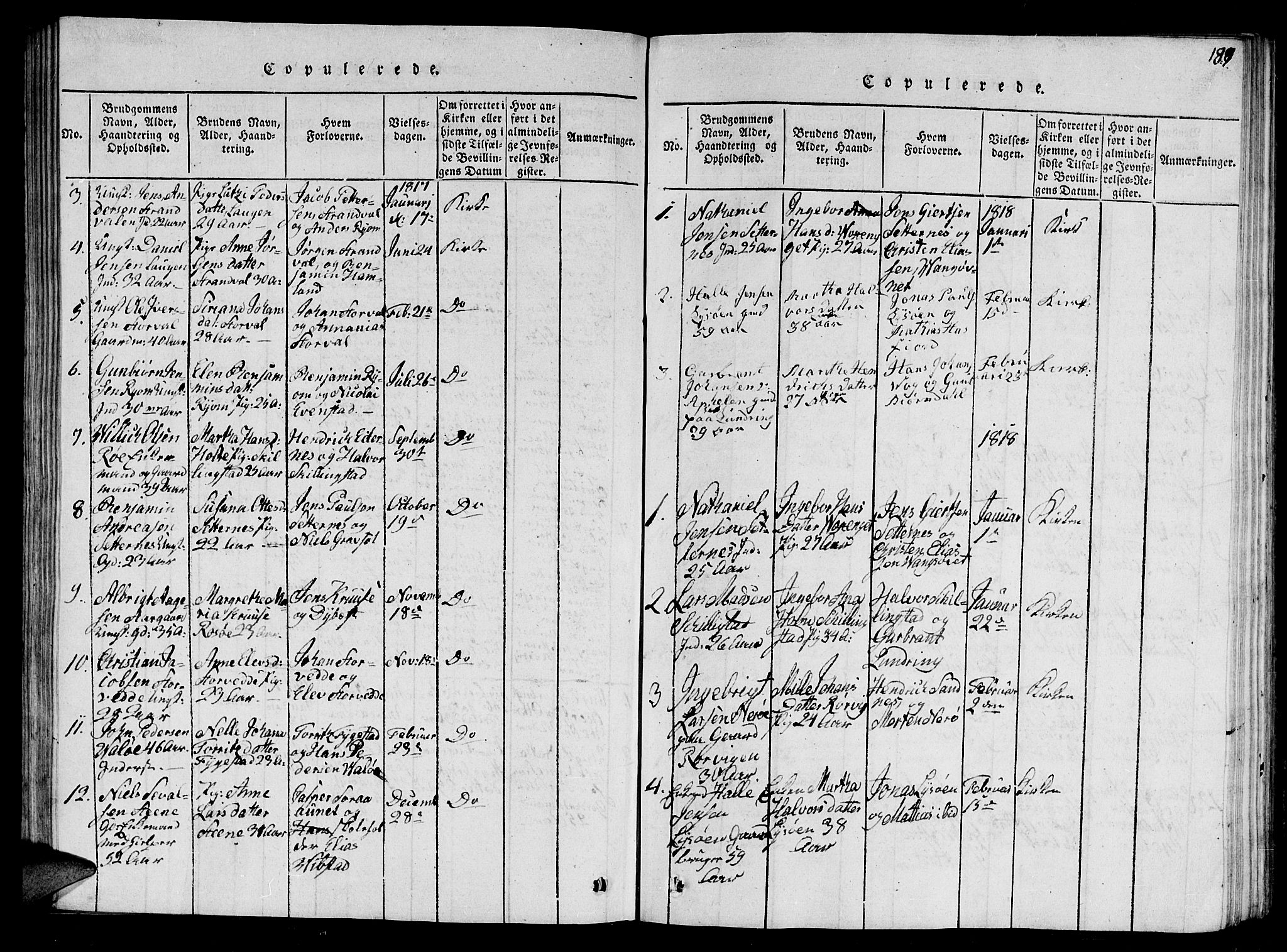 Ministerialprotokoller, klokkerbøker og fødselsregistre - Nord-Trøndelag, SAT/A-1458/784/L0679: Klokkerbok nr. 784C01 /1, 1816-1822, s. 189