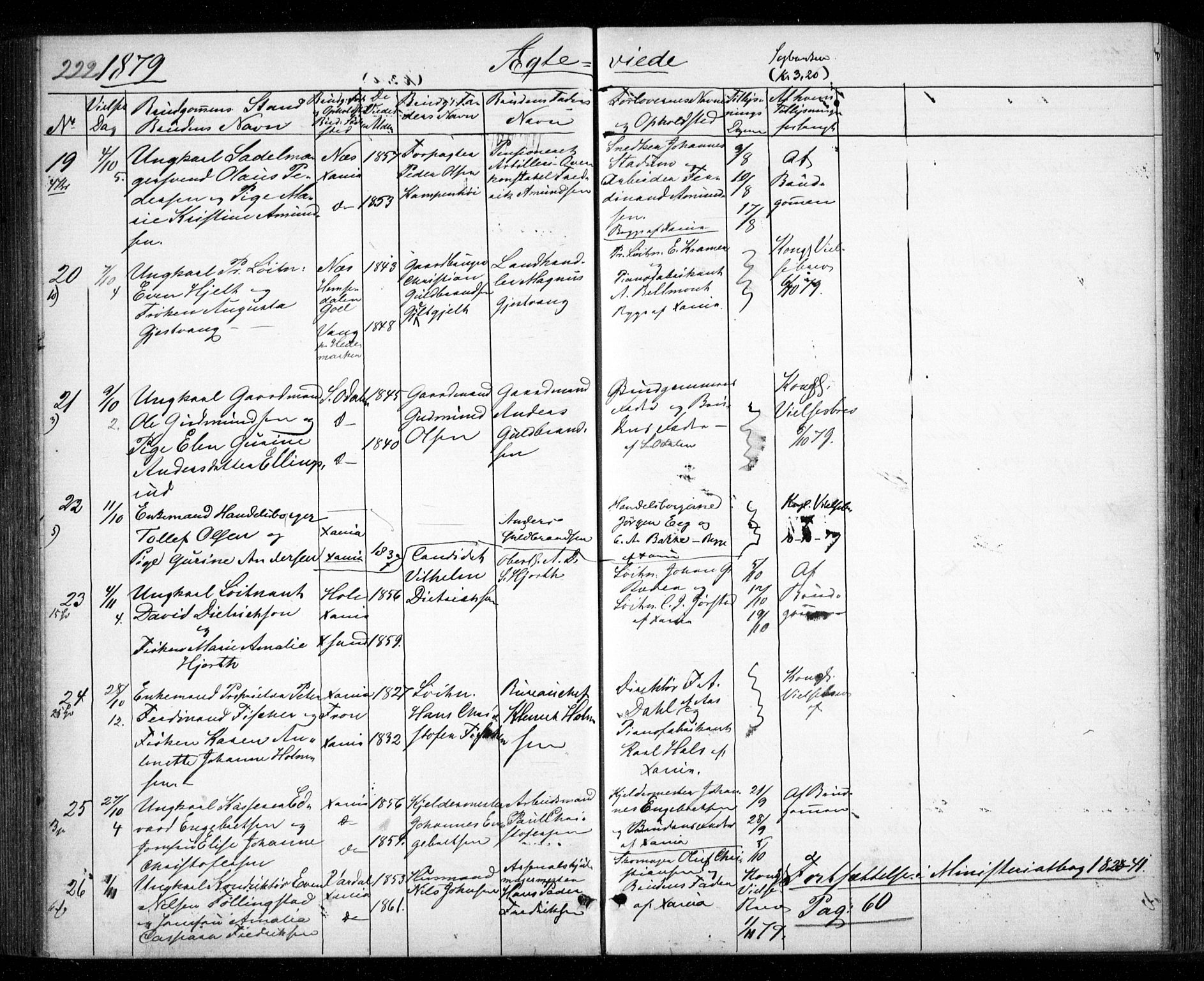 Garnisonsmenigheten Kirkebøker, AV/SAO-A-10846/G/Ga/L0006: Klokkerbok nr. 6, 1860-1880, s. 222