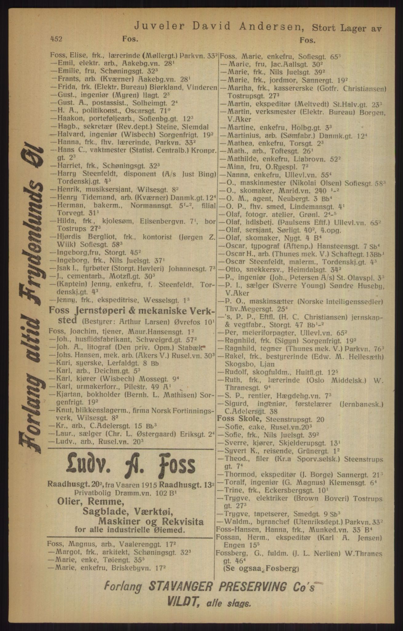 Kristiania/Oslo adressebok, PUBL/-, 1915, s. 452