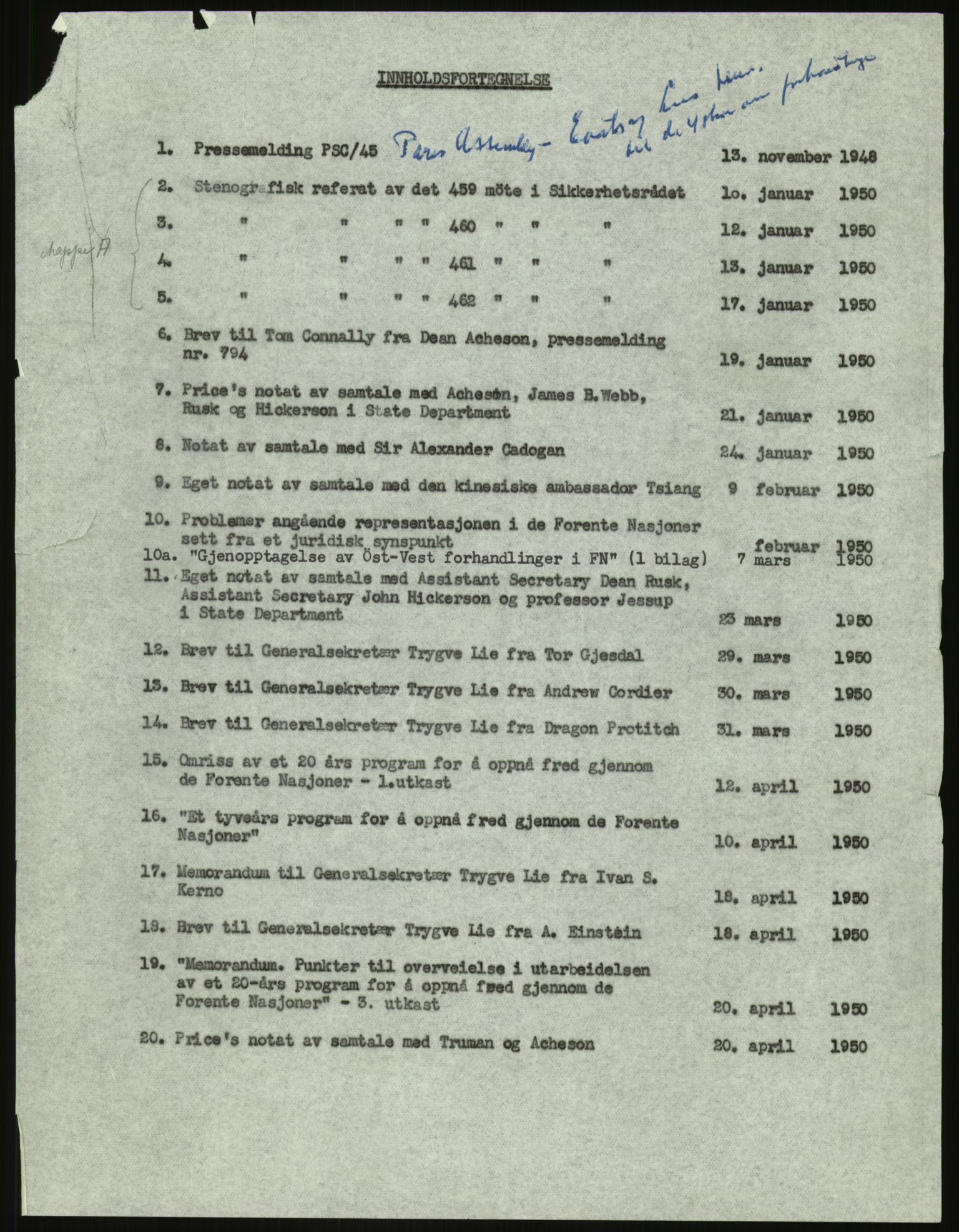 Lie, Trygve, RA/PA-1407/D/L0029: Dokumenter vedr. Kina, 1948-1950, s. 2