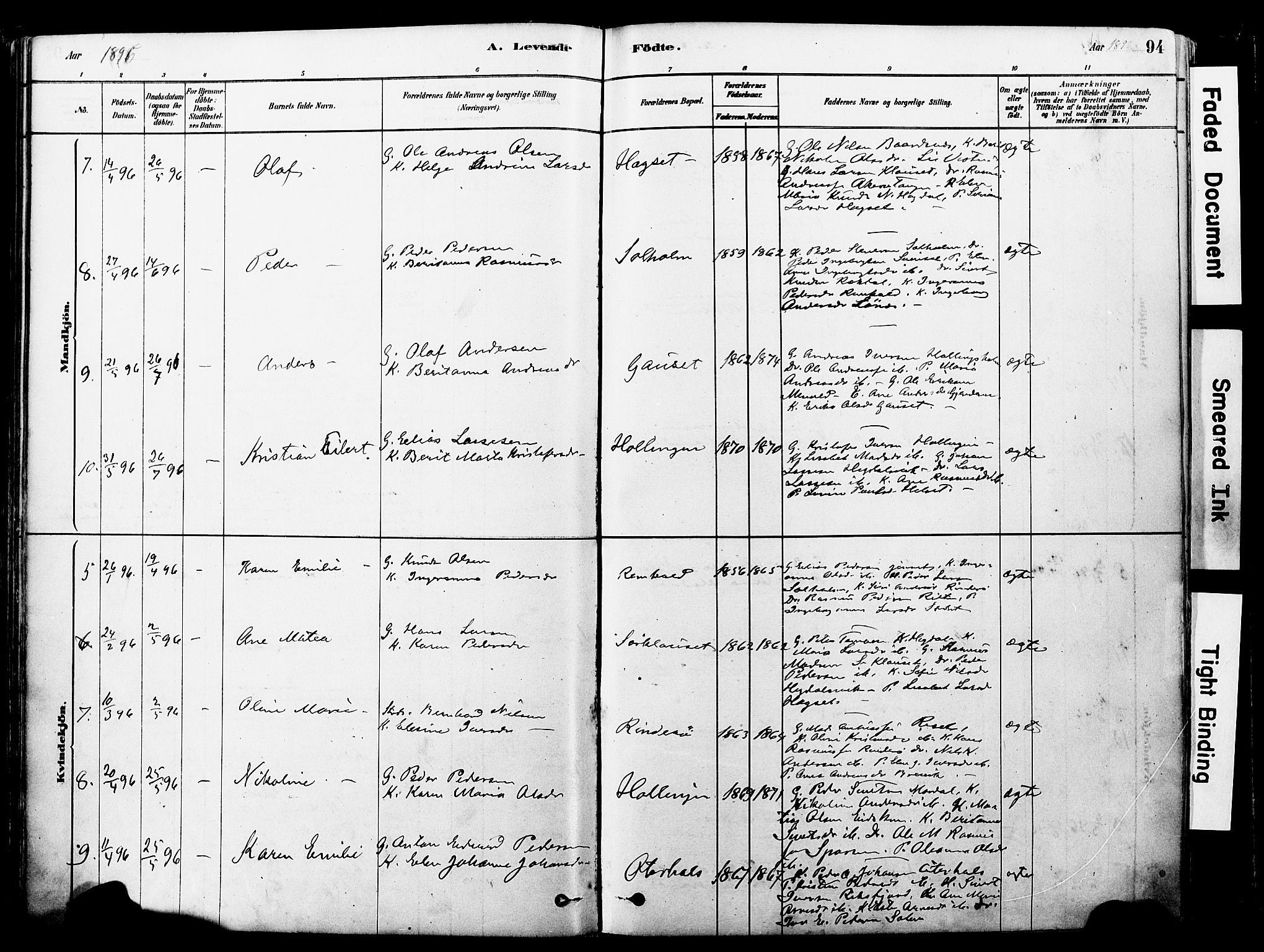 Ministerialprotokoller, klokkerbøker og fødselsregistre - Møre og Romsdal, SAT/A-1454/560/L0721: Ministerialbok nr. 560A05, 1878-1917, s. 94