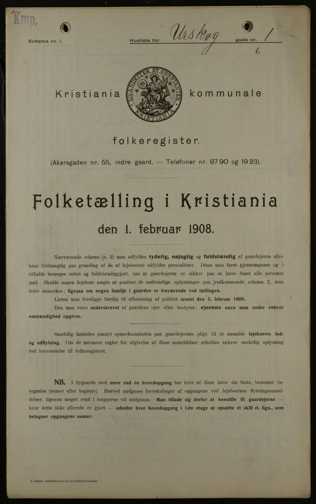 OBA, Kommunal folketelling 1.2.1908 for Kristiania kjøpstad, 1908, s. 2628