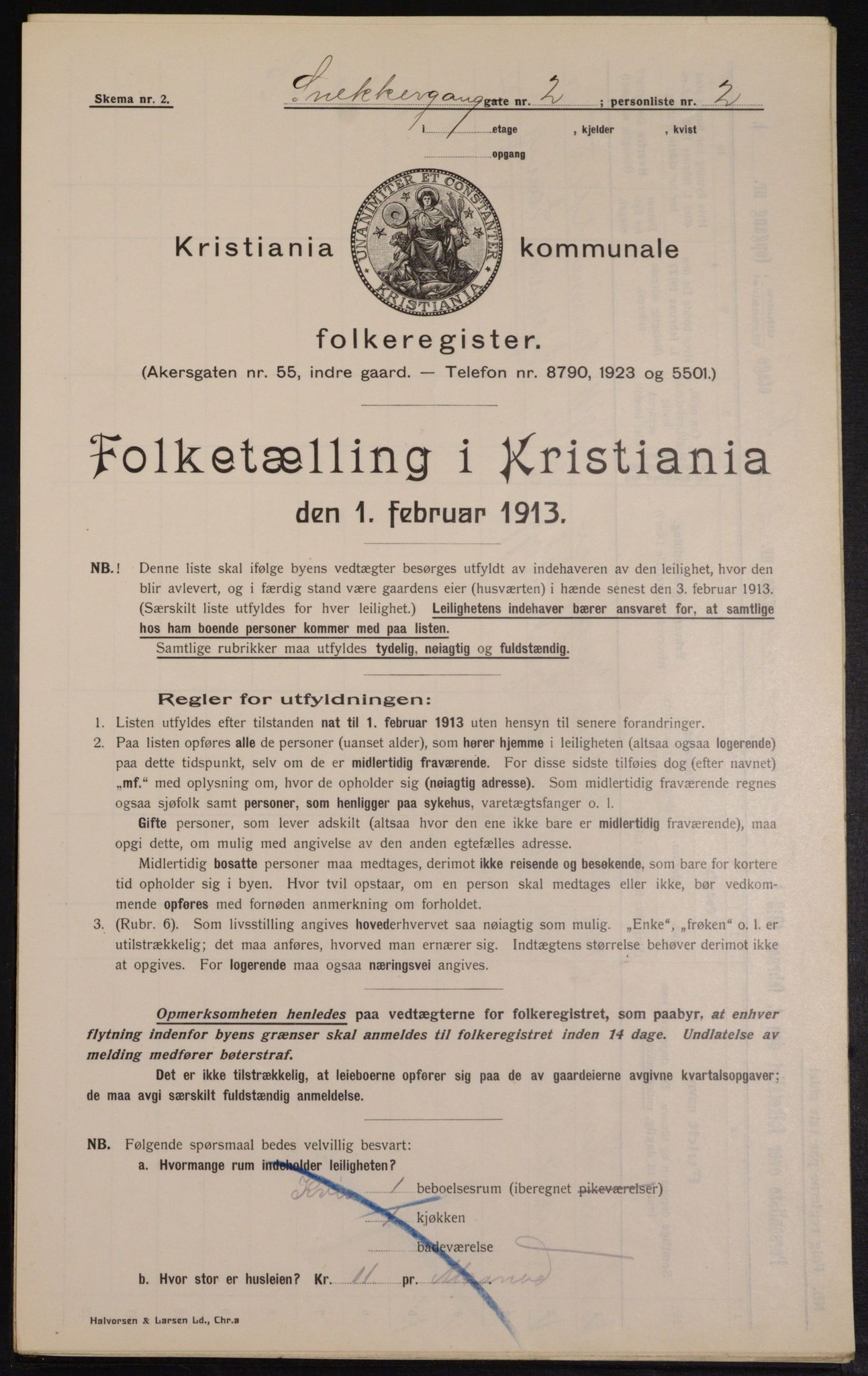 OBA, Kommunal folketelling 1.2.1913 for Kristiania, 1913, s. 97960