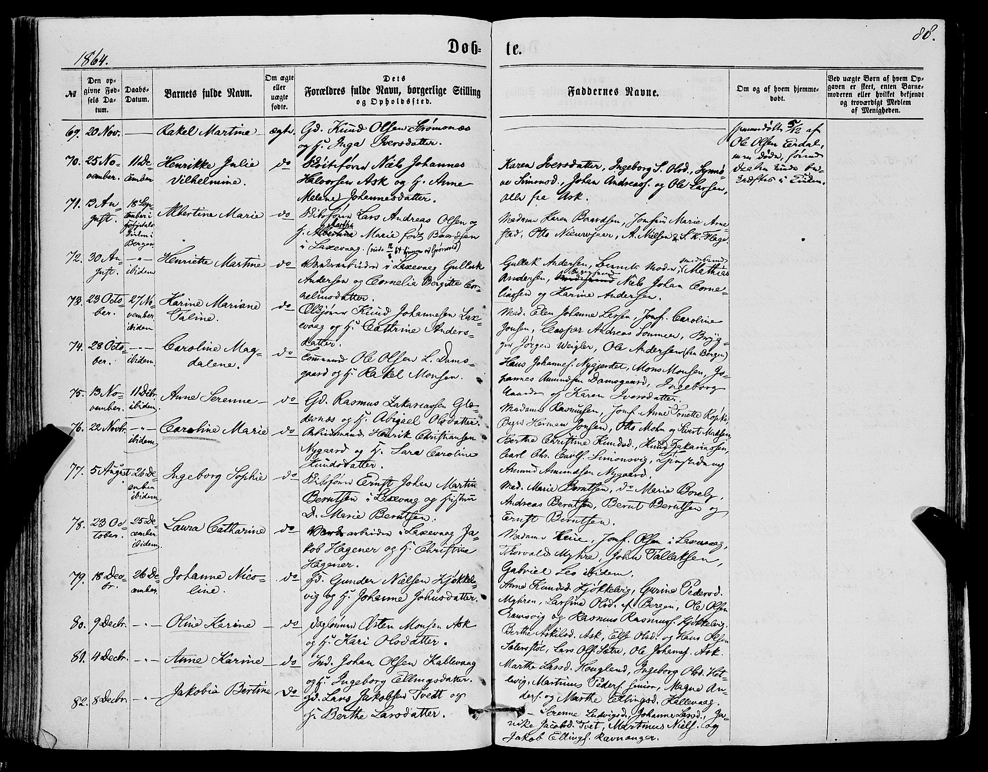 Askøy Sokneprestembete, AV/SAB-A-74101/H/Ha/Haa/Haaa/L0009: Ministerialbok nr. A 9, 1863-1877, s. 88