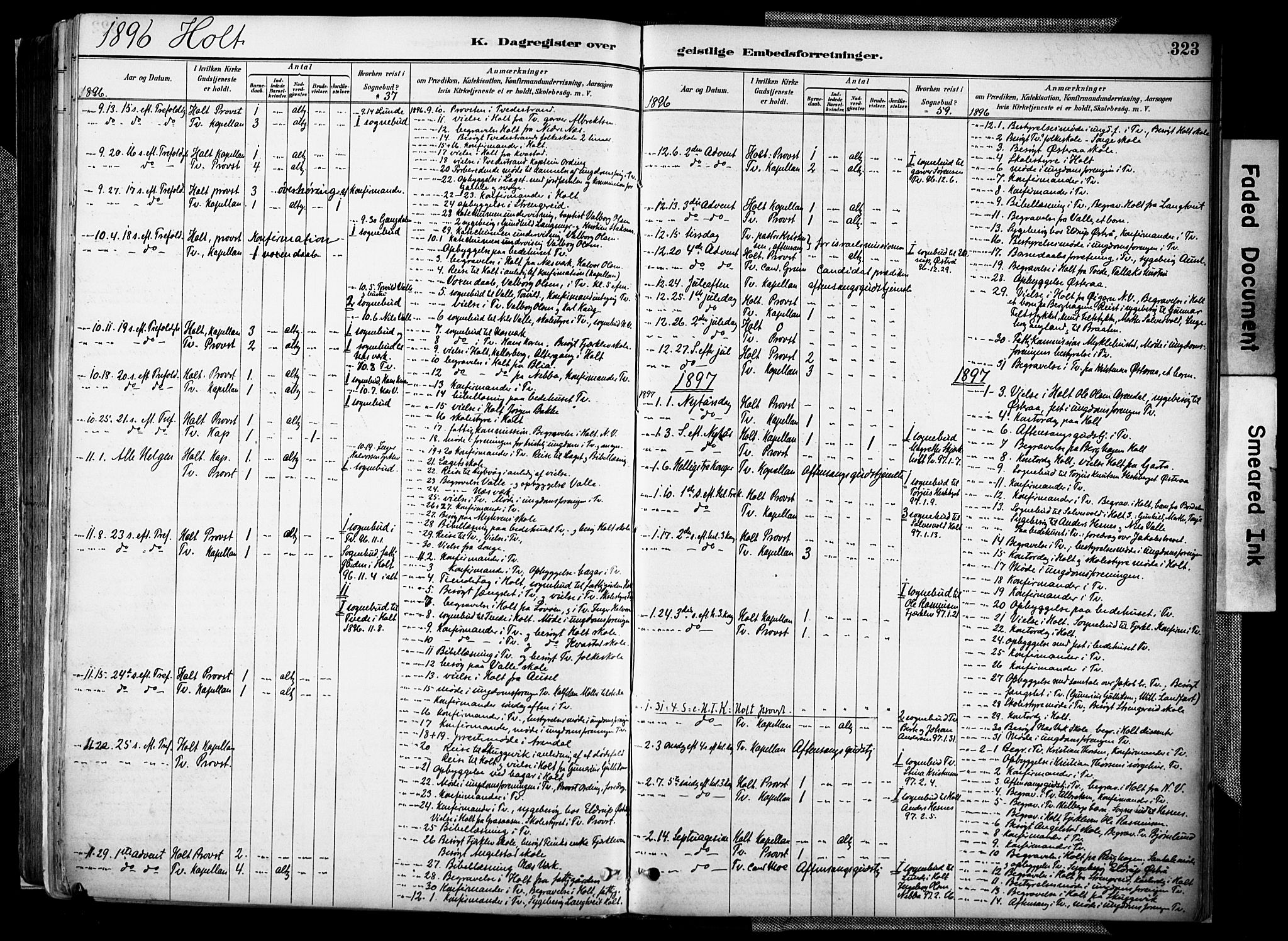Holt sokneprestkontor, SAK/1111-0021/F/Fa/L0012: Ministerialbok nr. A 12, 1885-1907, s. 323