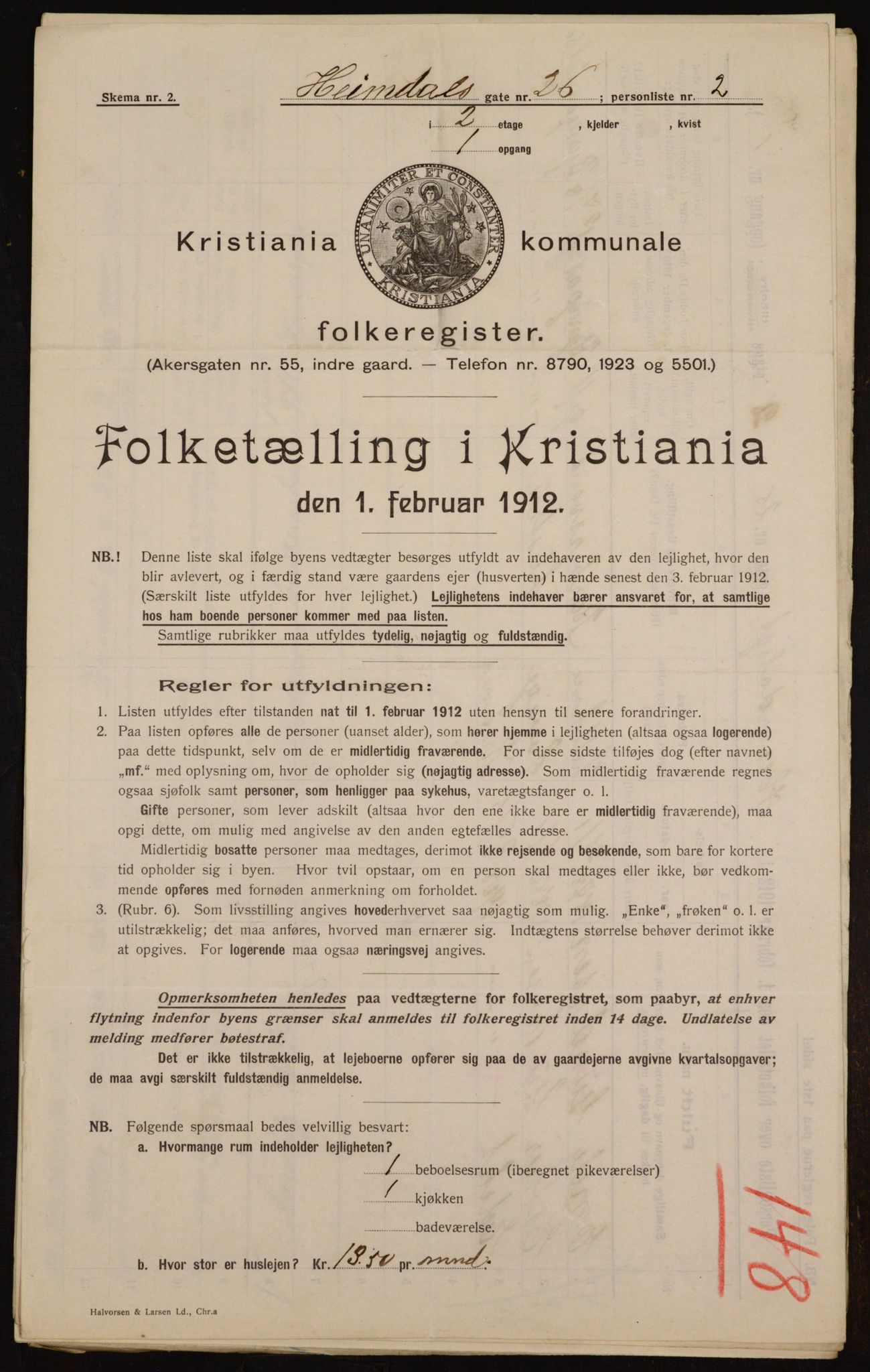 OBA, Kommunal folketelling 1.2.1912 for Kristiania, 1912, s. 37236
